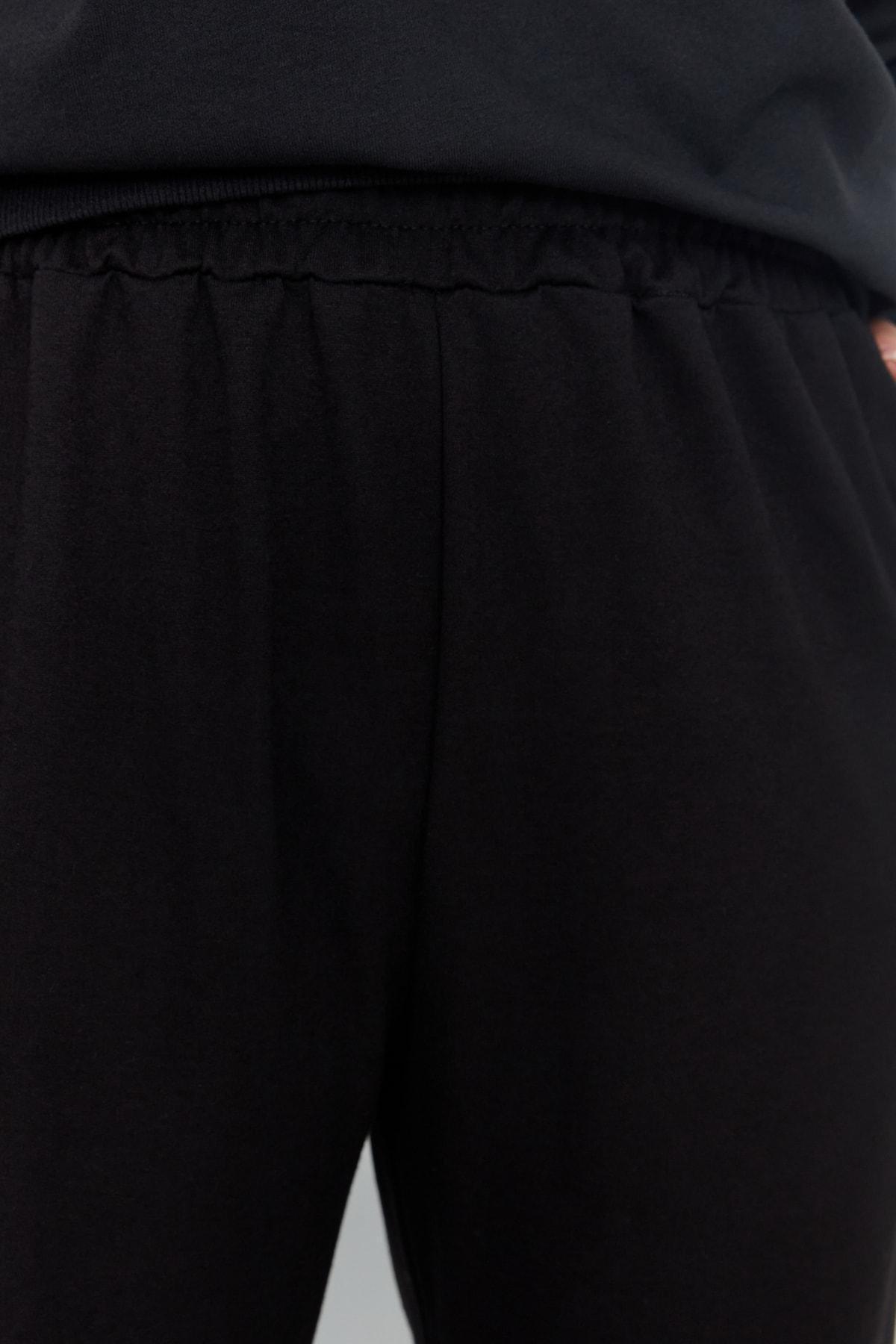 Black Wide Leg Plus Size Sweatpants, , large image number 3