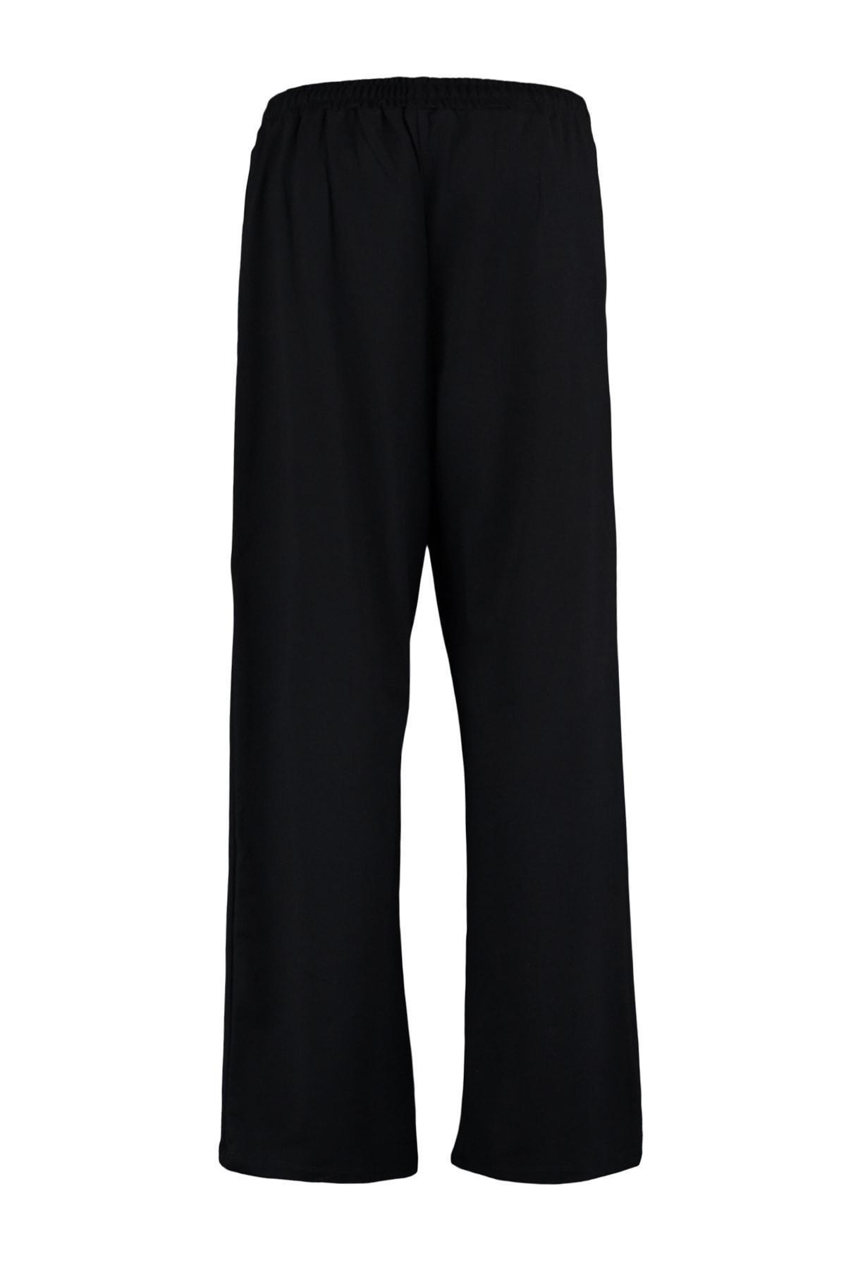 Black Wide Leg Plus Size Sweatpants, , large image number 6
