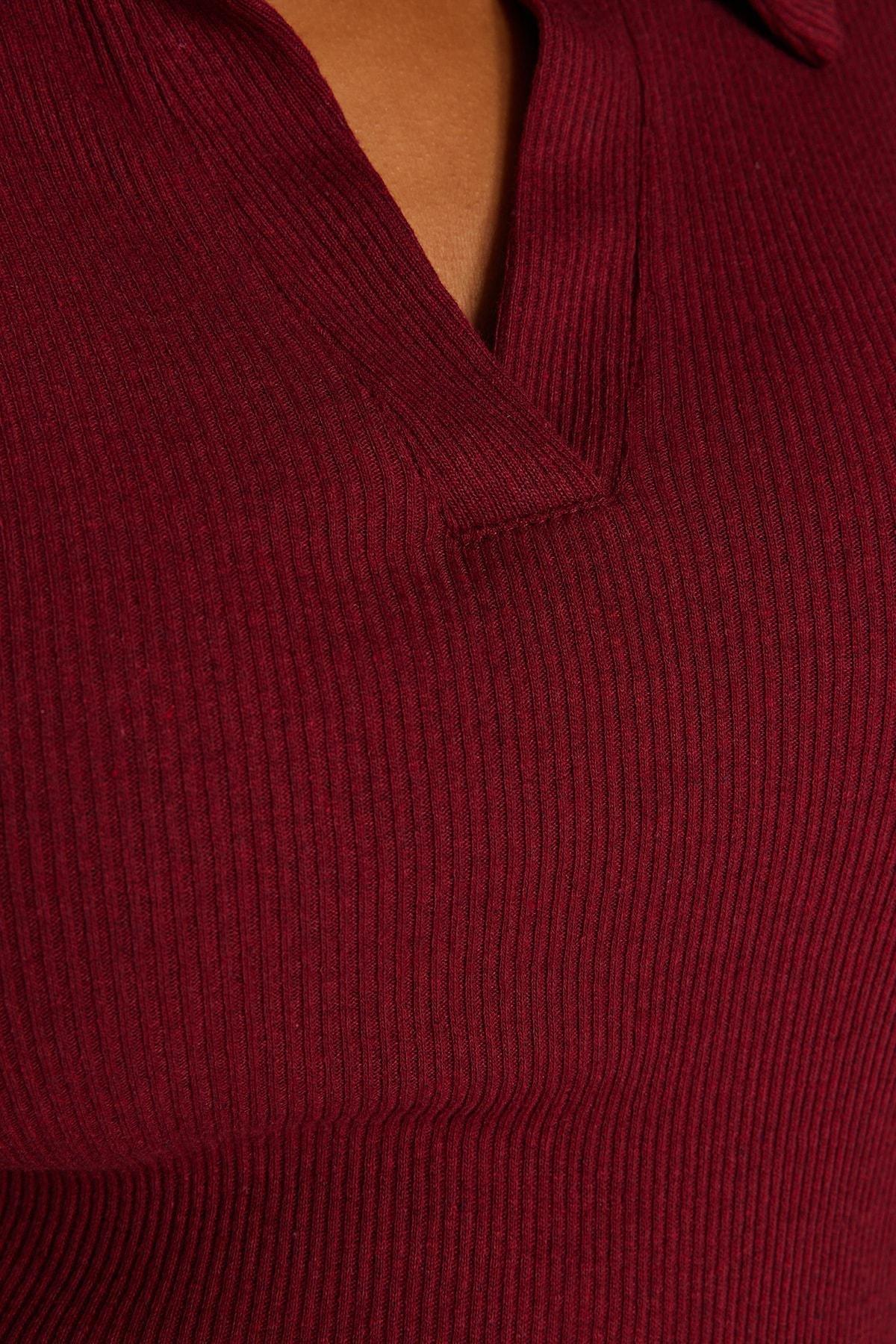 Burgundy Fitted Plus Size Bodysuit, Burgundy, large image number 2
