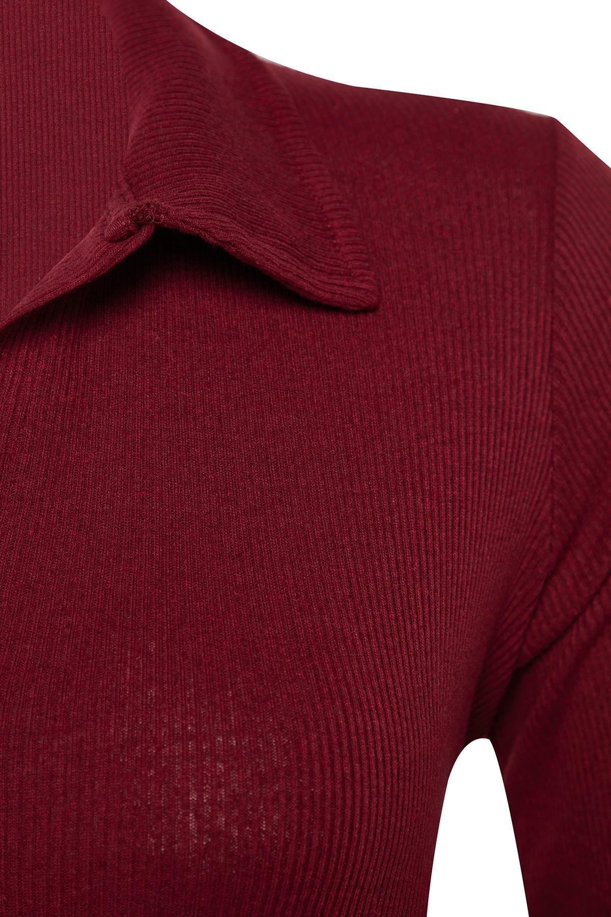 Burgundy Fitted Plus Size Bodysuit, Burgundy, large image number 5