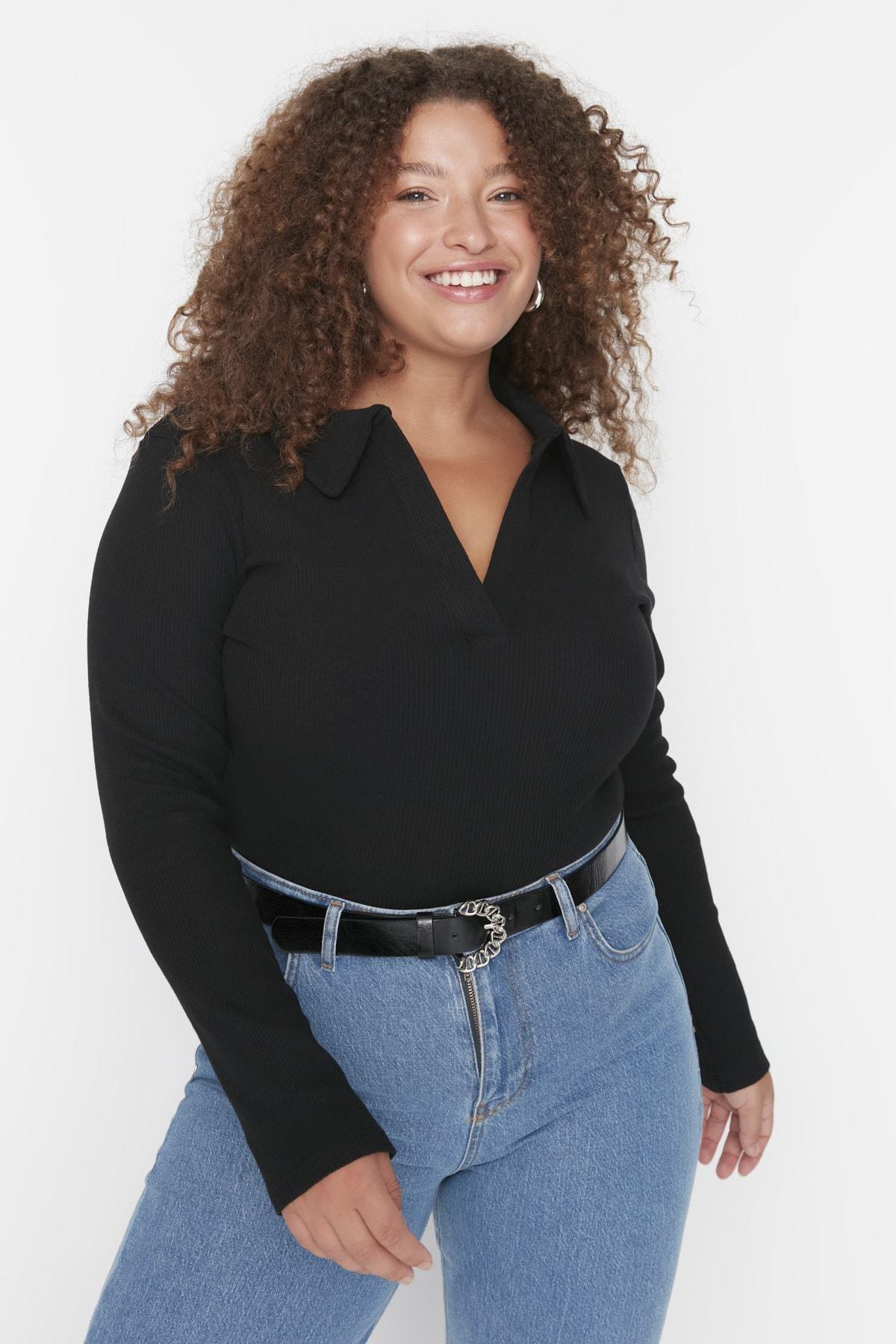 Fitted Plus Size Bodysuit, , large image number 1
