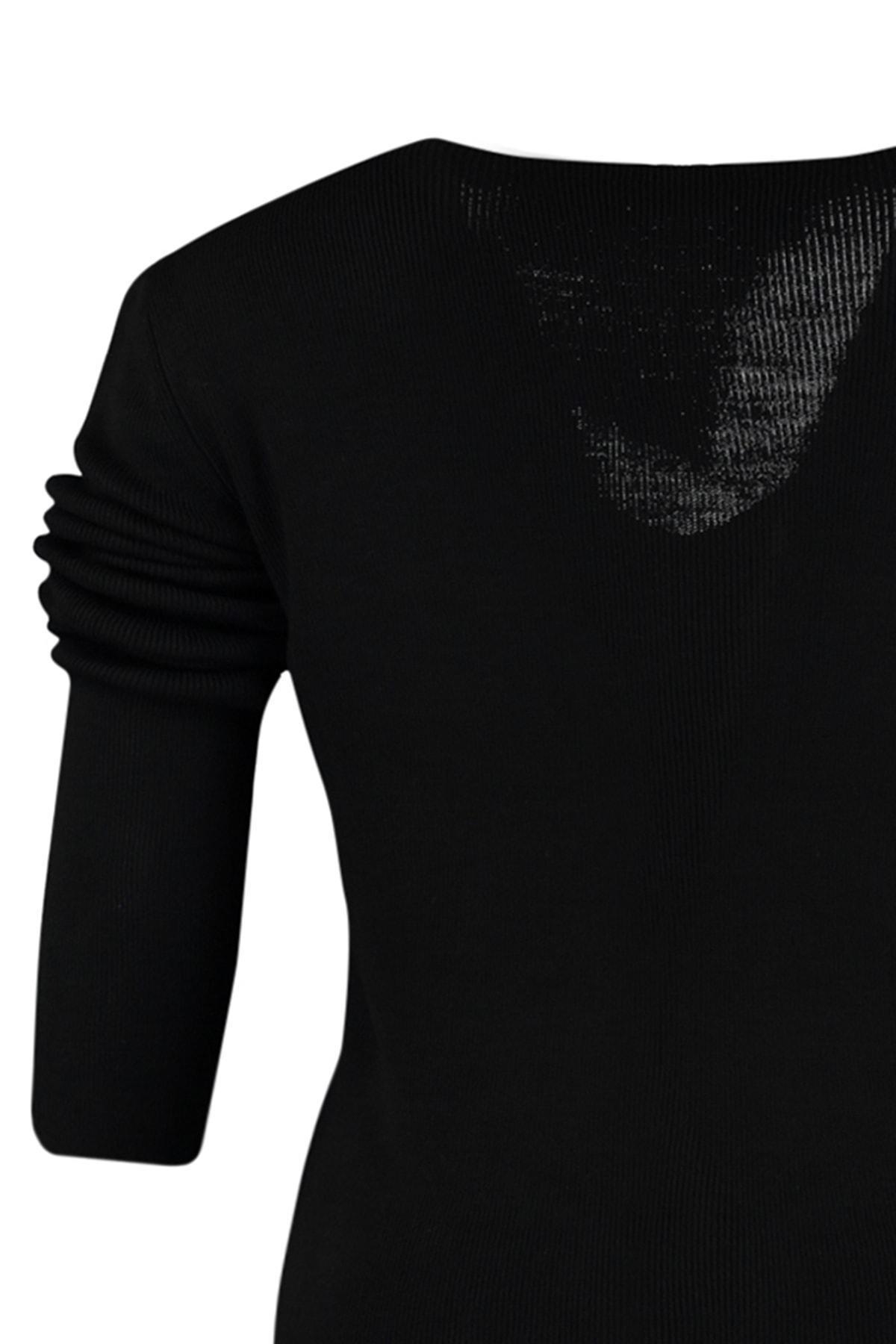 Black V Neck Plus Size Blouse, , large image number 6