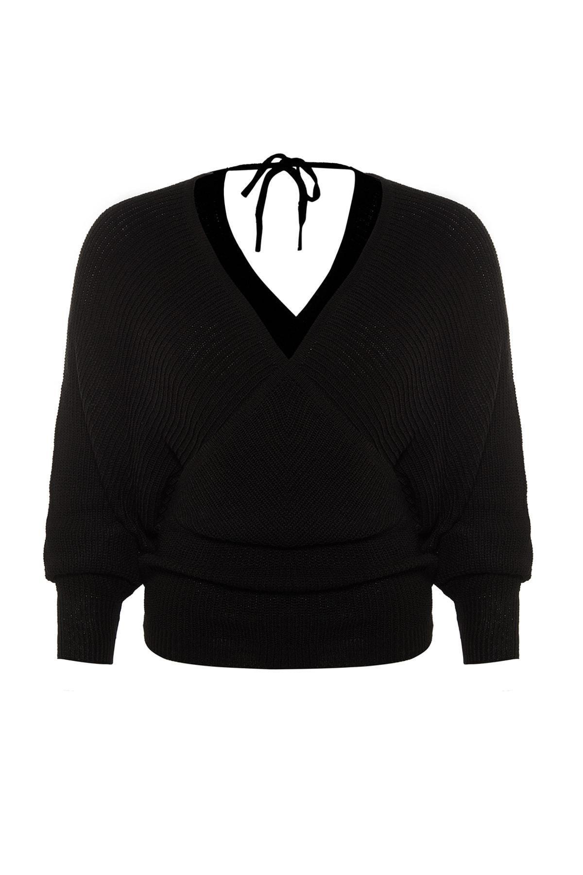 Black Double-Breasted Plus Size Sweater, , large image number 5