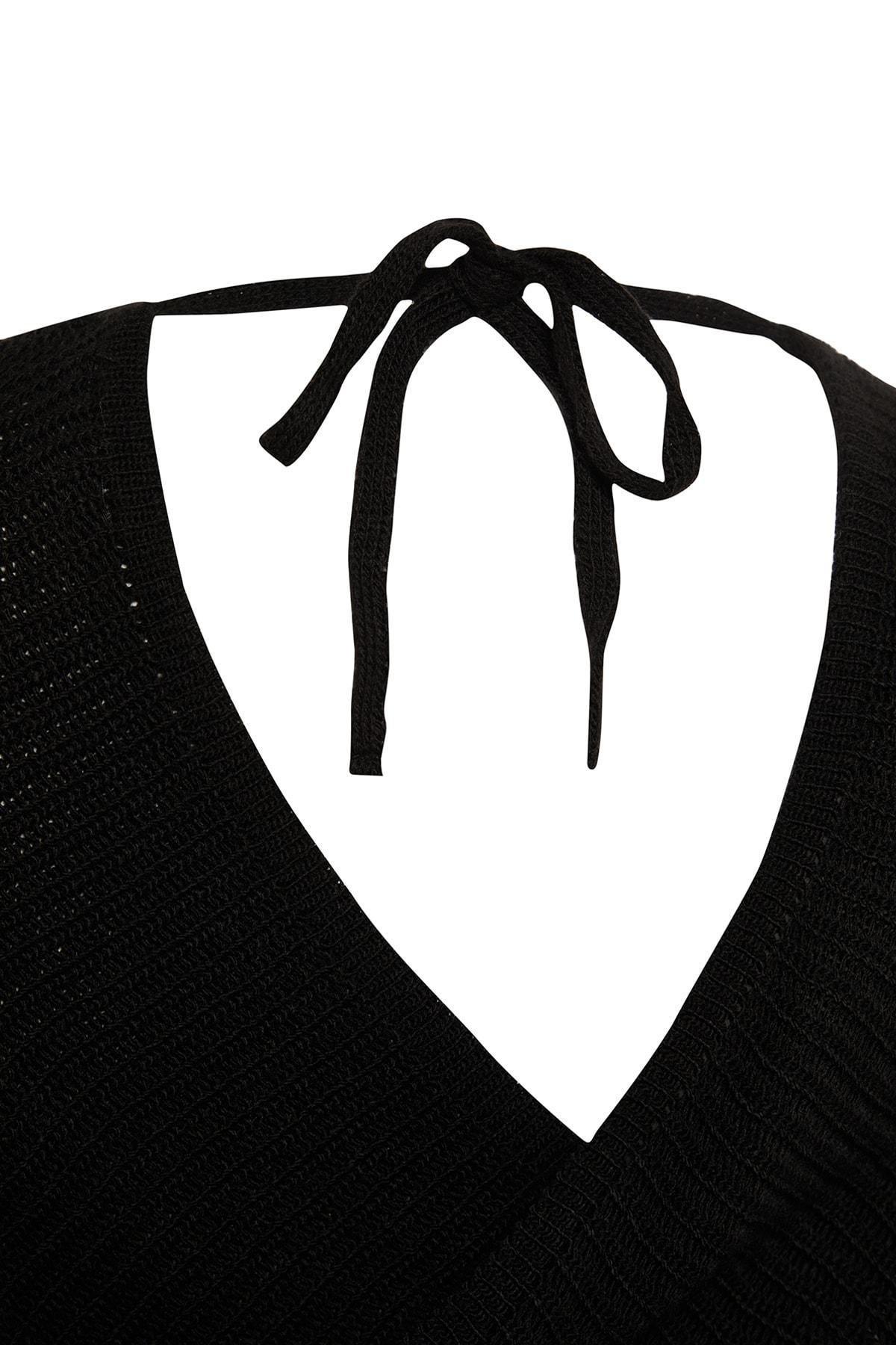 Black Double-Breasted Plus Size Sweater, , large image number 6