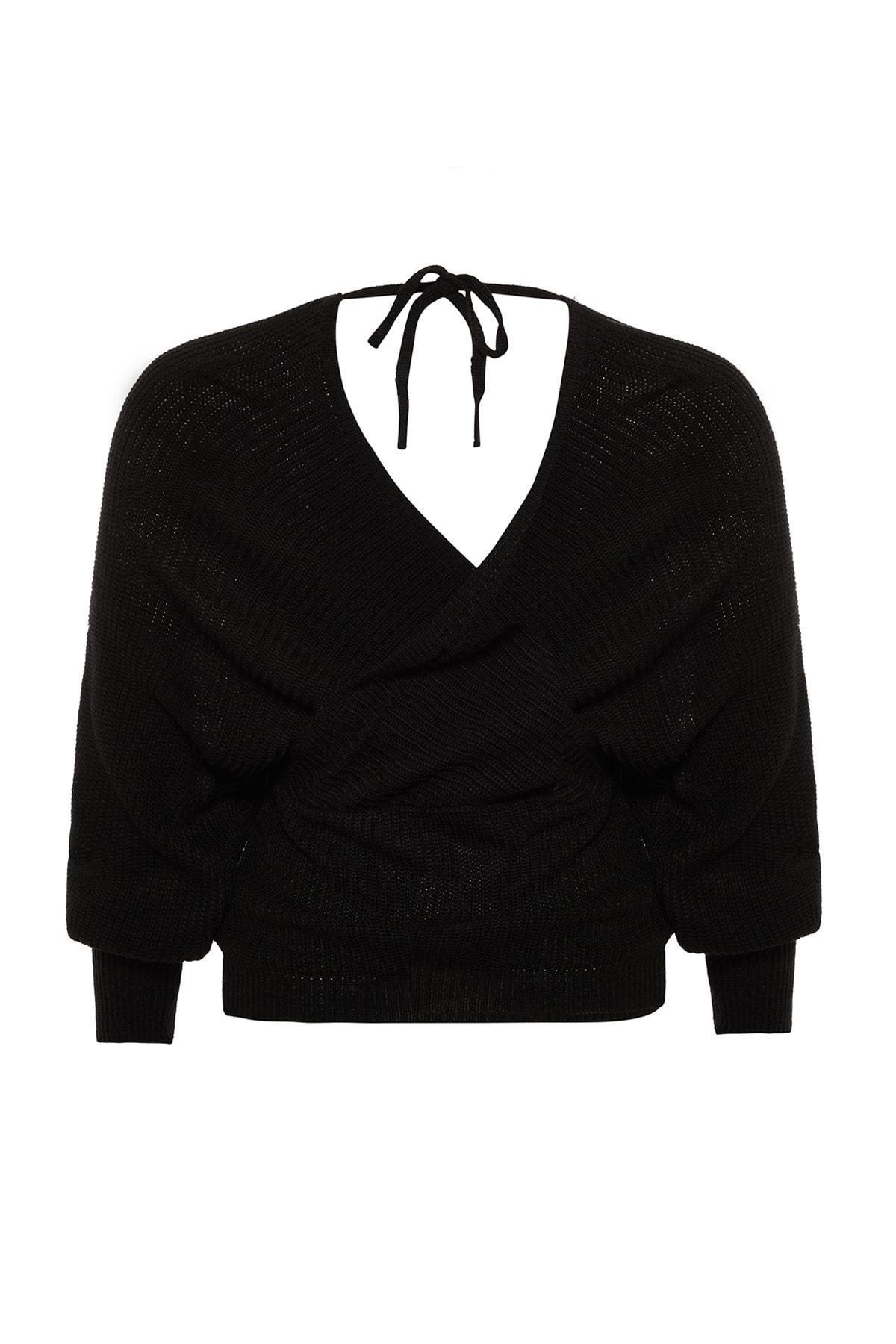 Black Double-Breasted Plus Size Sweater, , large image number 7