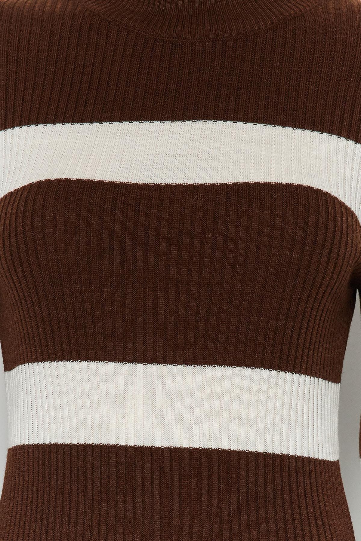 Brown Striped Bodycon Dress, , large image number 3