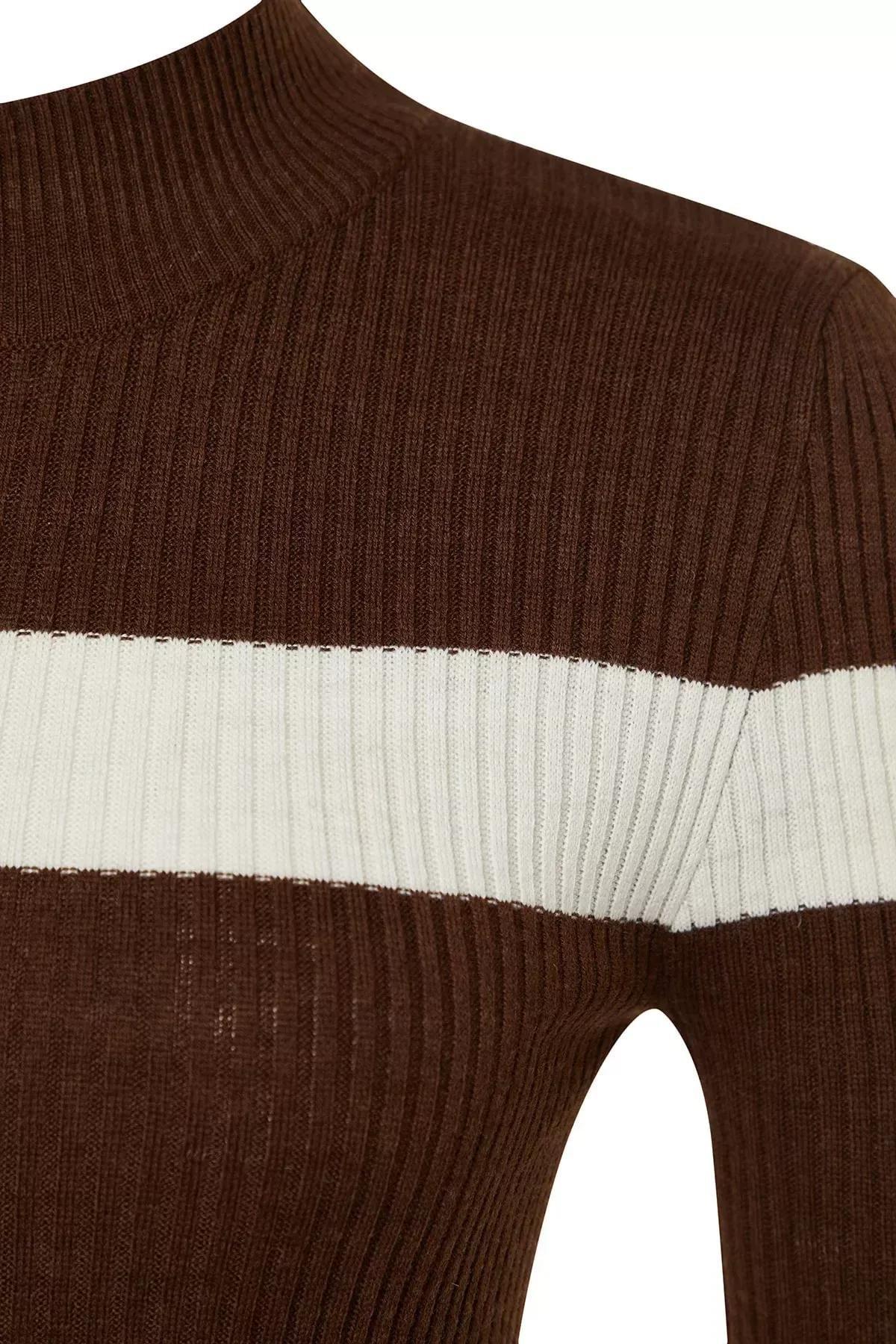 Brown Striped Bodycon Dress, , large image number 5