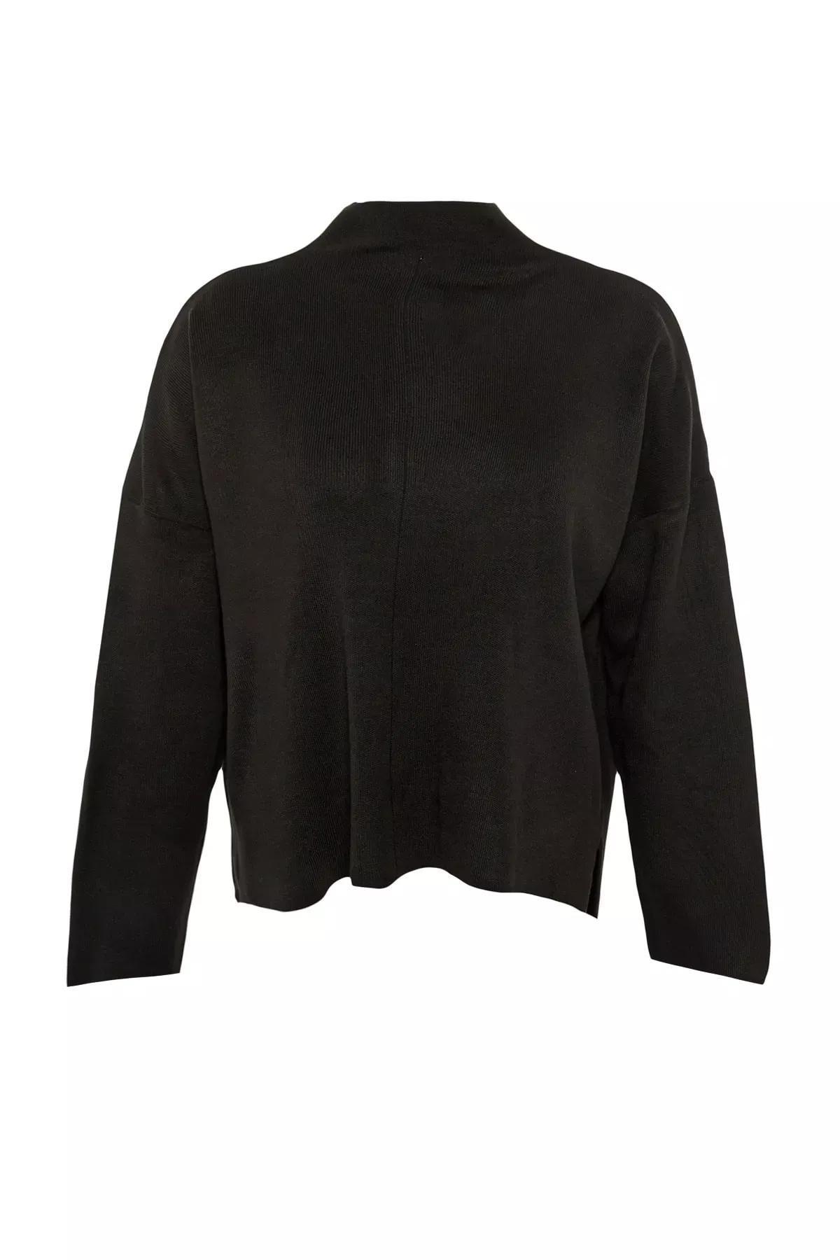 Black Crew Neck Plus Size Sweater, , large image number 5