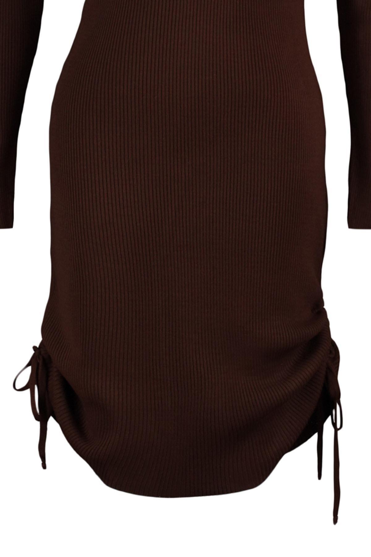 Brown Bodycon Plus Size Dress, Brown, large image number 6