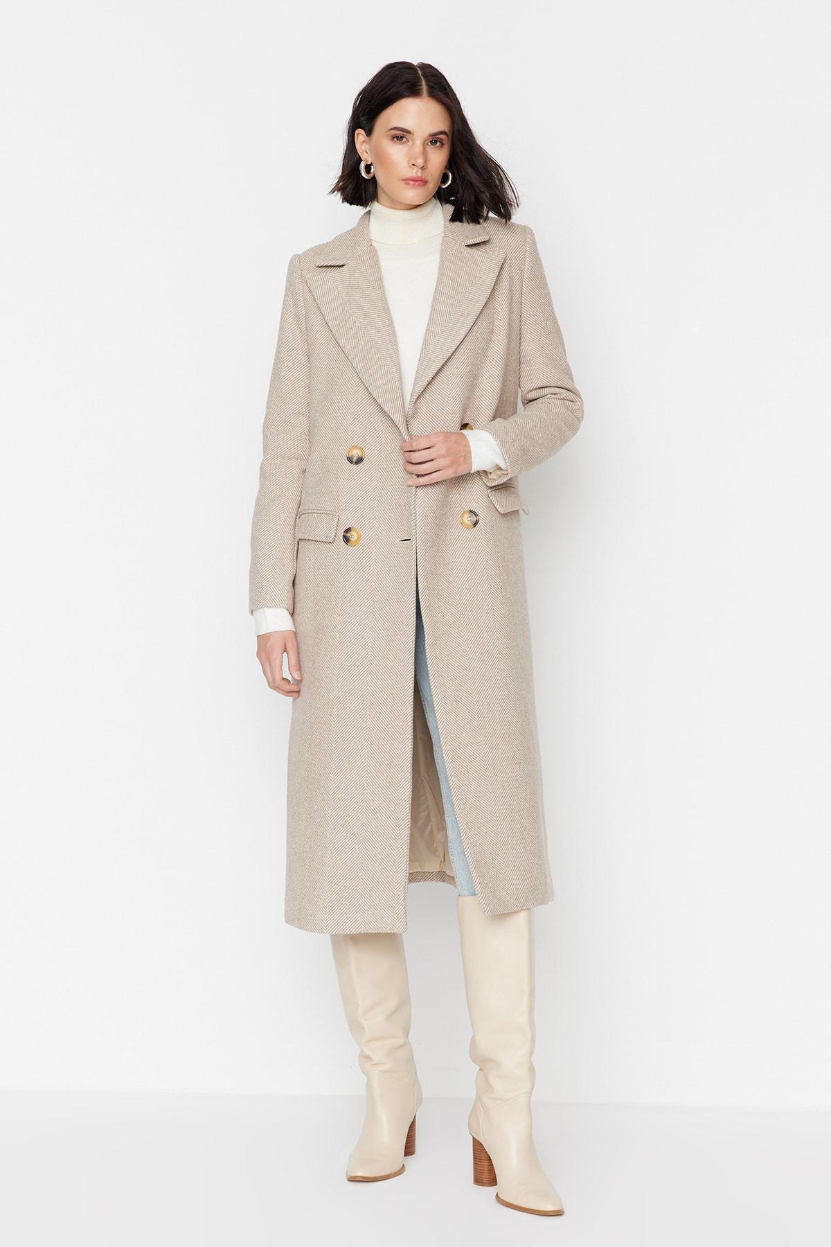 Beige Basic Coat, , large image number 0