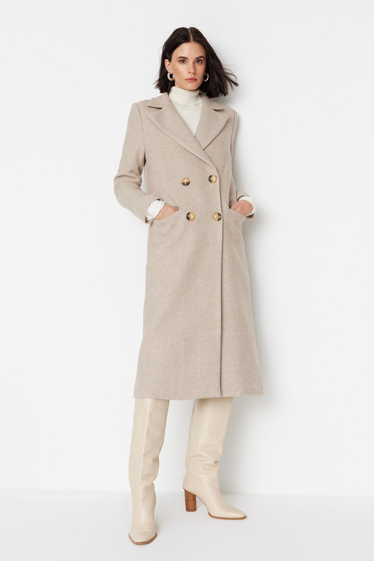Beige Basic Coat, , large image number 1