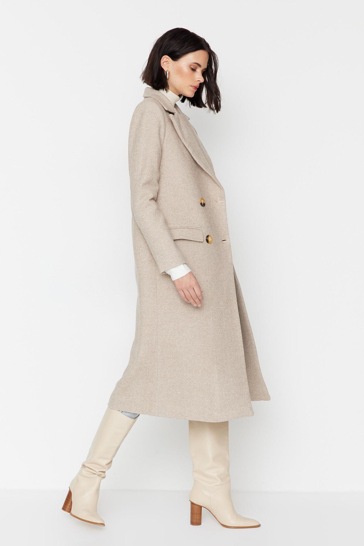 Beige Basic Coat, , large image number 2