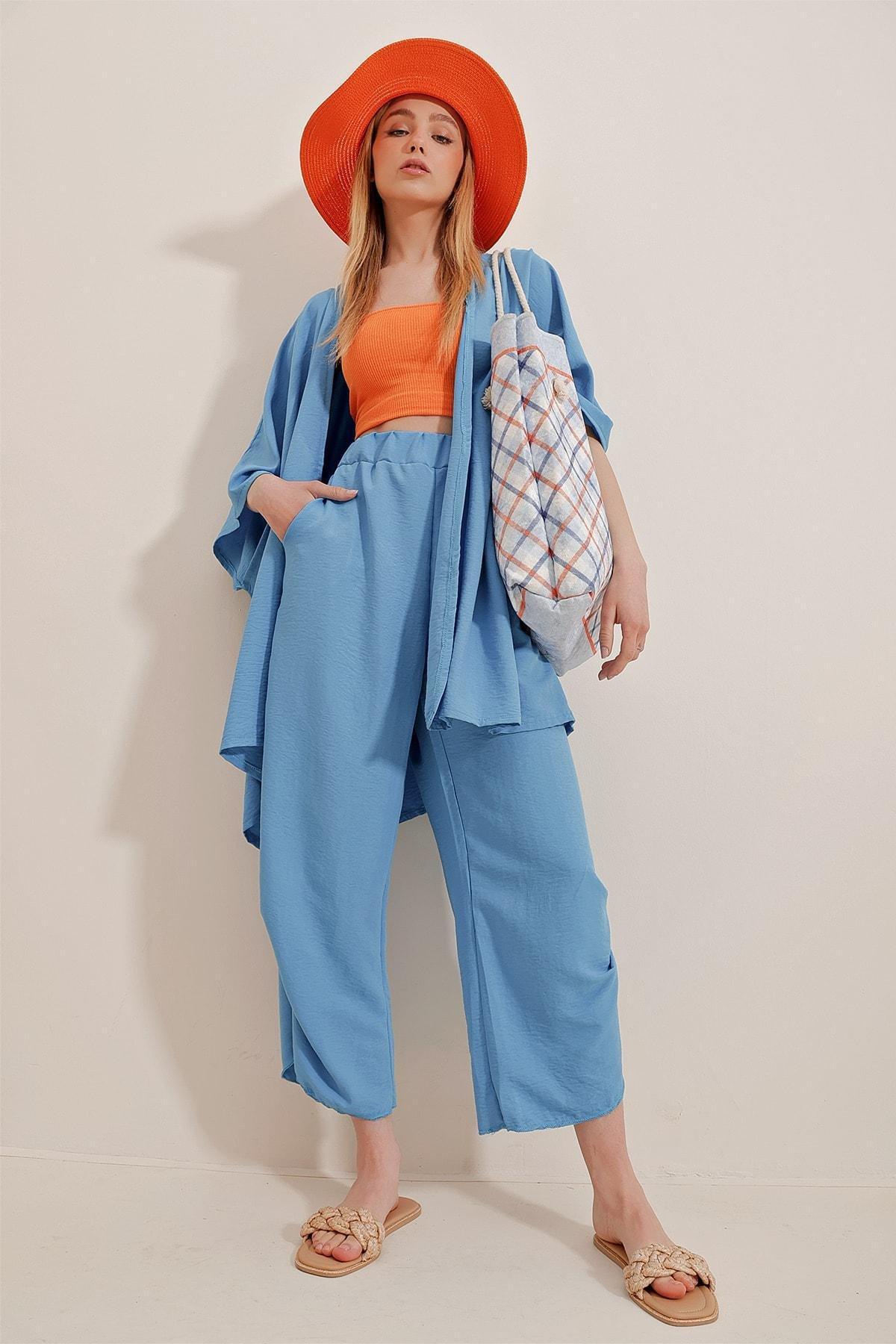 Blue Slit Double Suit Co-Ord Set, Blue, large image number 1