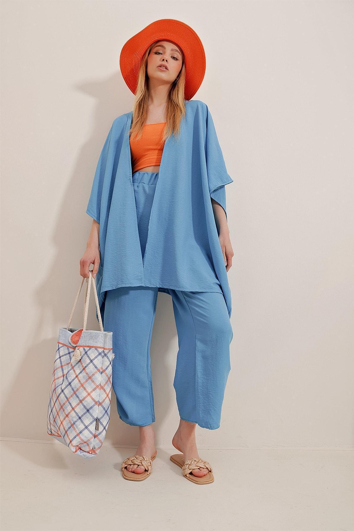 Blue Slit Double Suit Co-Ord Set, Blue, large image number 2