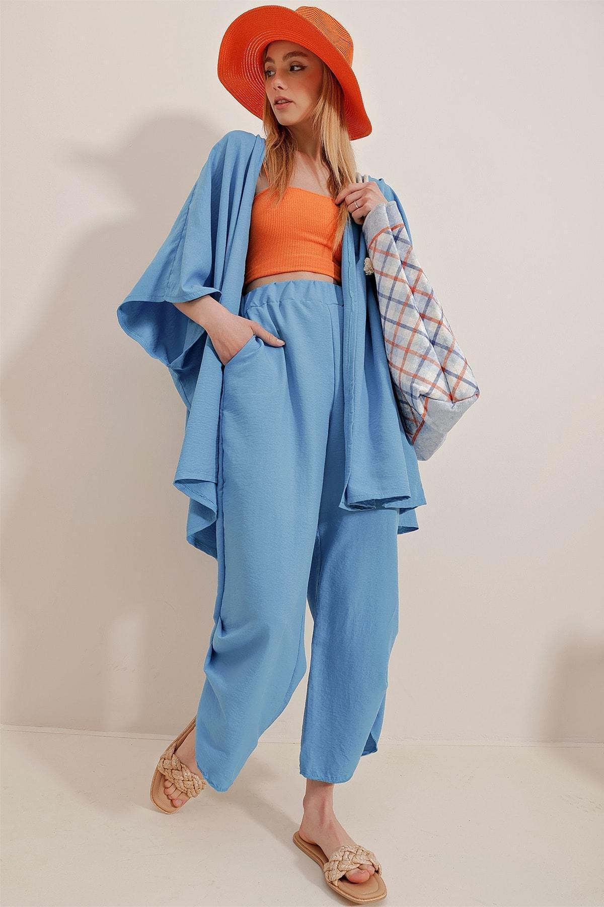 Blue Slit Double Suit Co-Ord Set, Blue, large image number 4