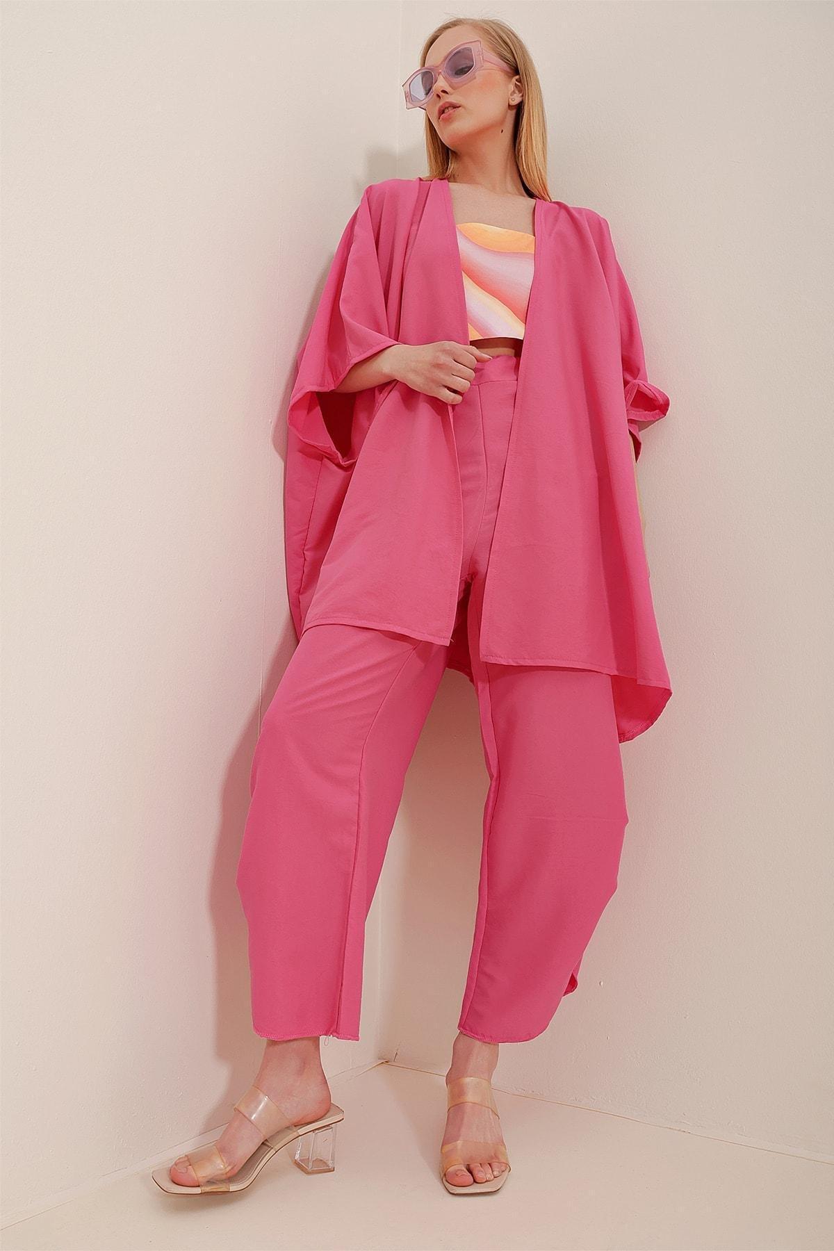 Alacati - Pink Slit Double Suit Co-Ord Set