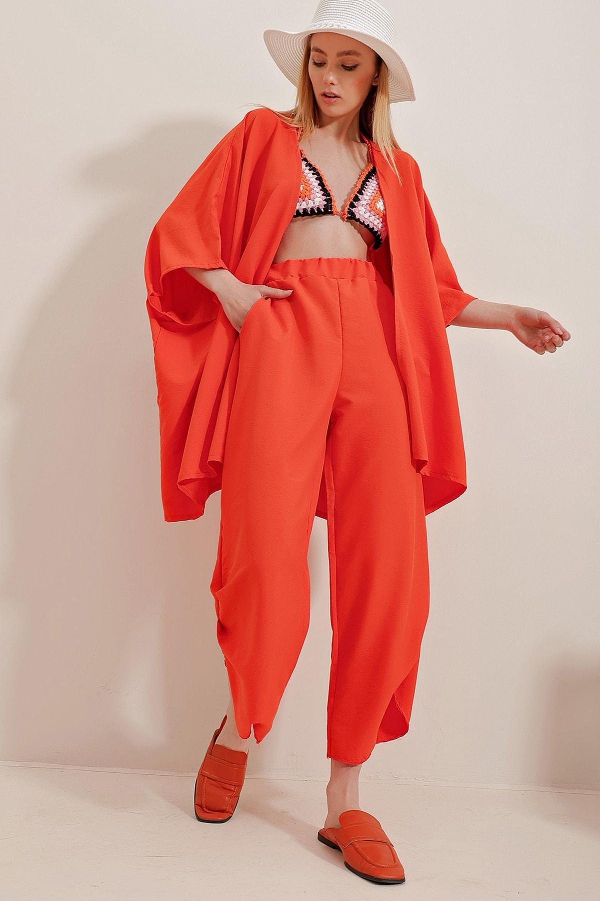 Orange Slit Double Suit Co-Ord Set, Orange, large image number 0