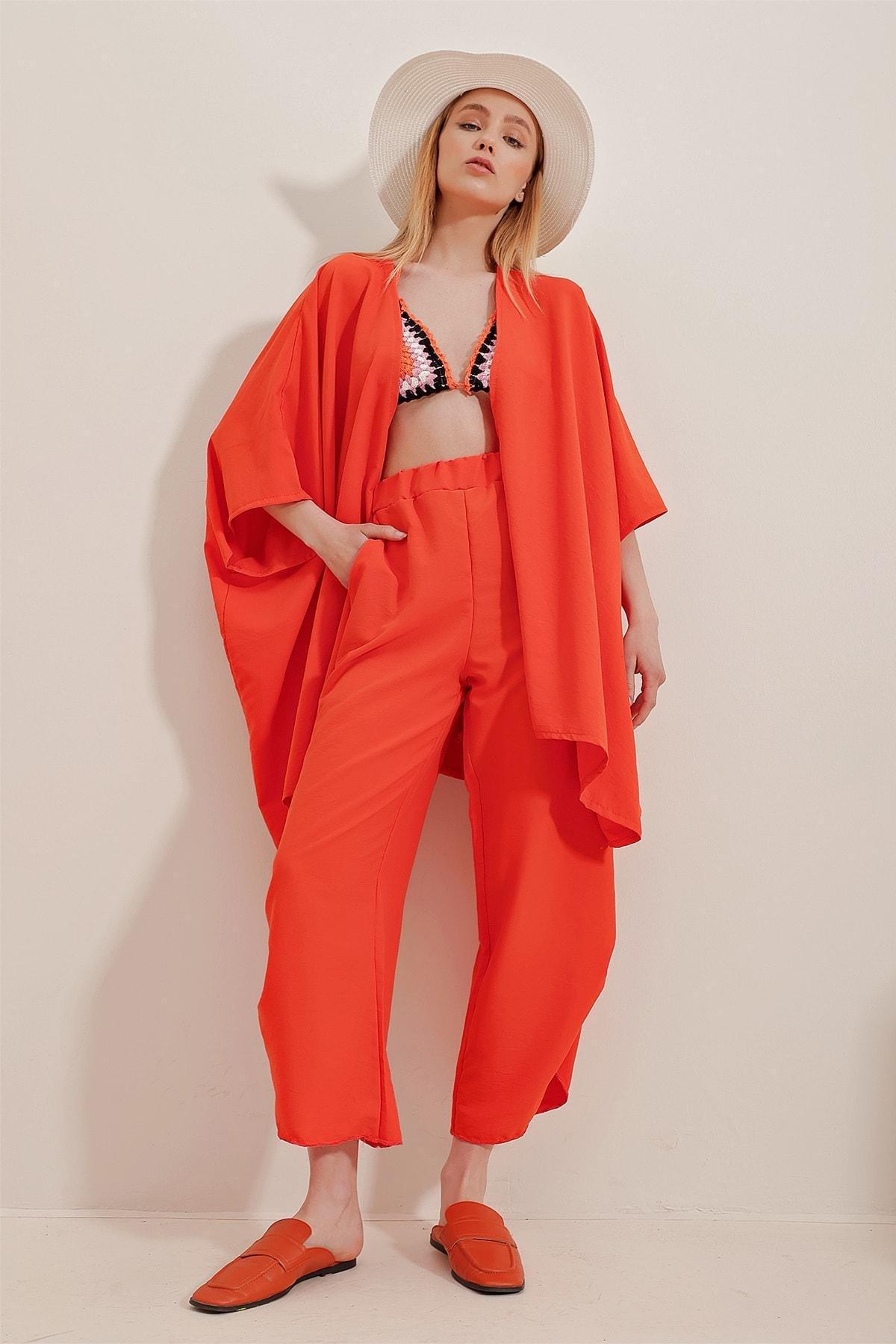 Orange Slit Double Suit Co-Ord Set, Orange, large image number 1