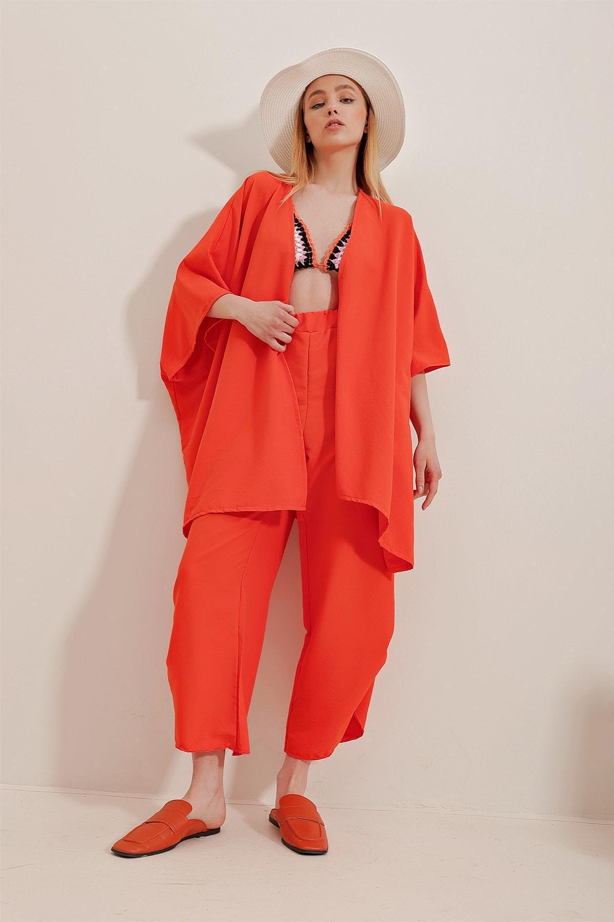 Orange Slit Double Suit Co-Ord Set, Orange, large image number 2