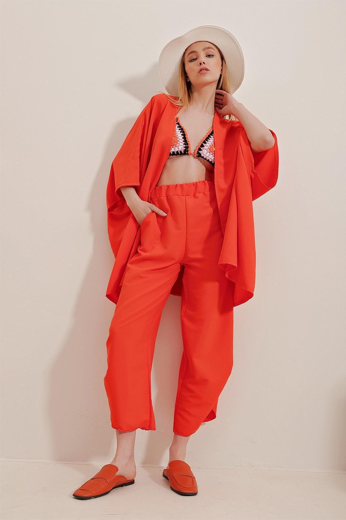 Orange Slit Double Suit Co-Ord Set, Orange, large image number 4