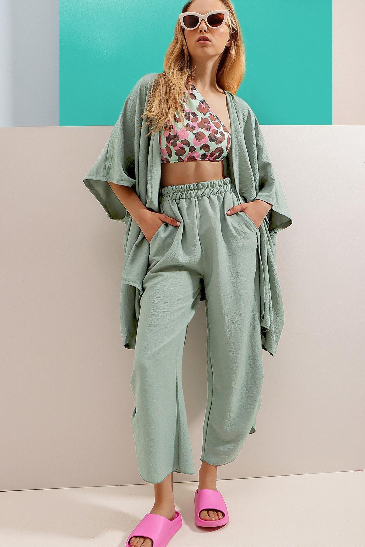 Green Textured Oversize Co-Ord Set, Green, large image number 0