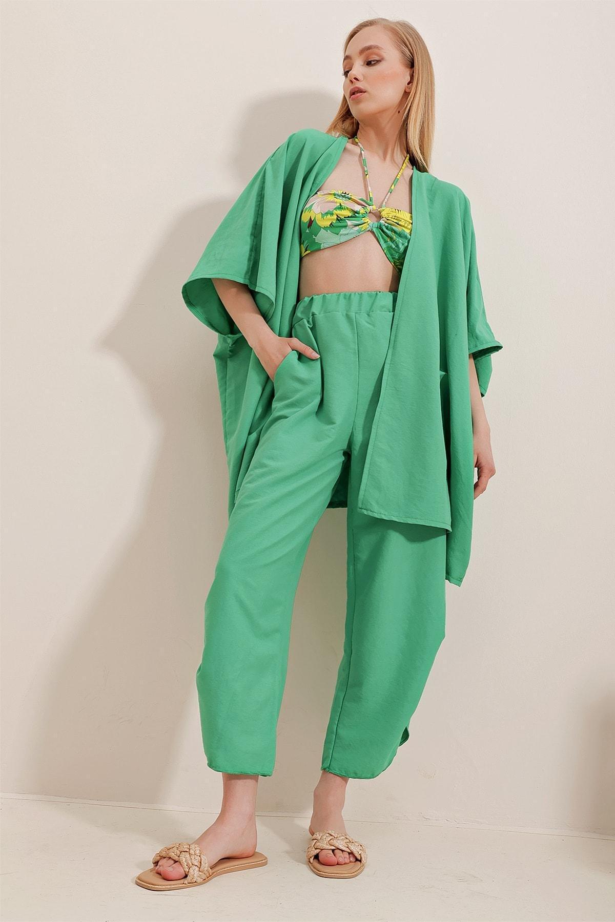 Green Textured Oversize Co-Ord Set, Green, large image number 2