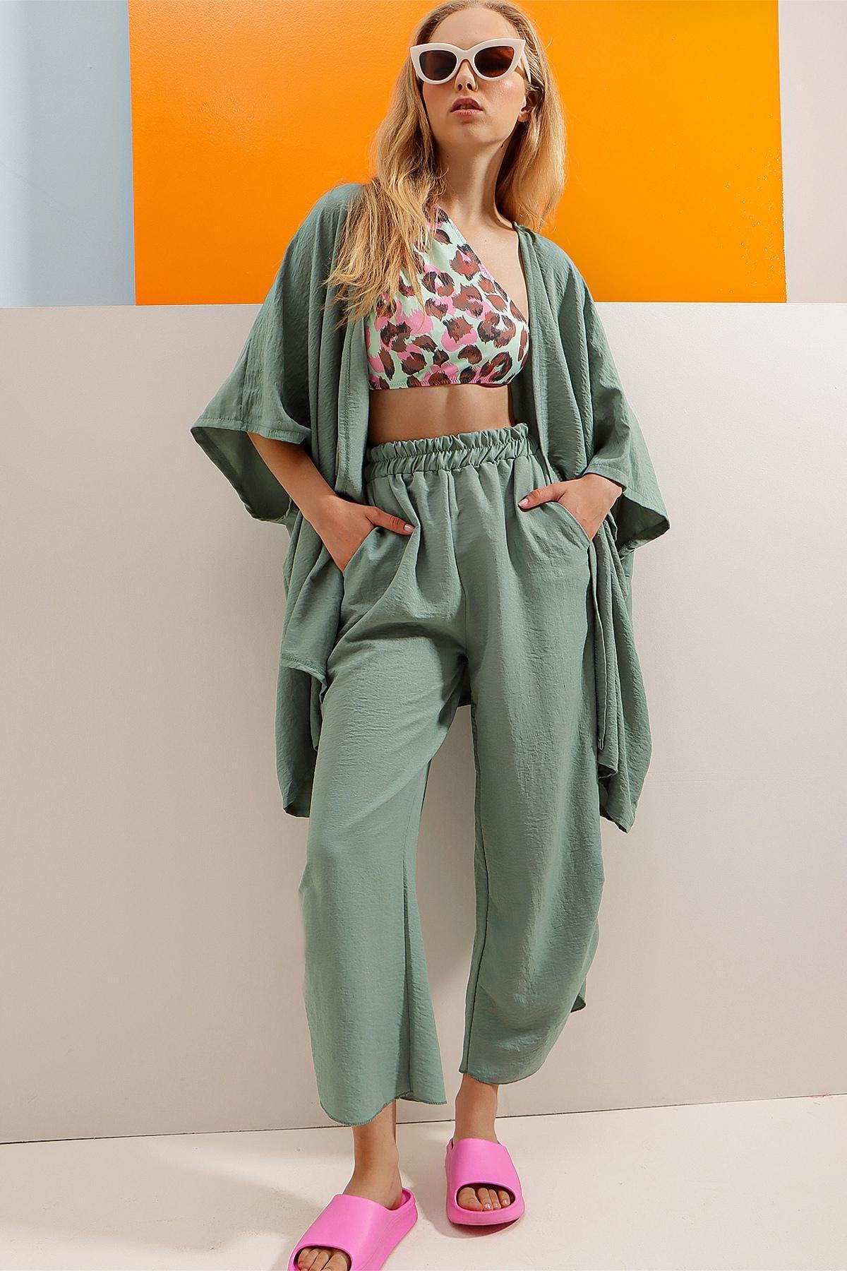 Green Textured Oversize Co-Ord Set, Green, large image number 6