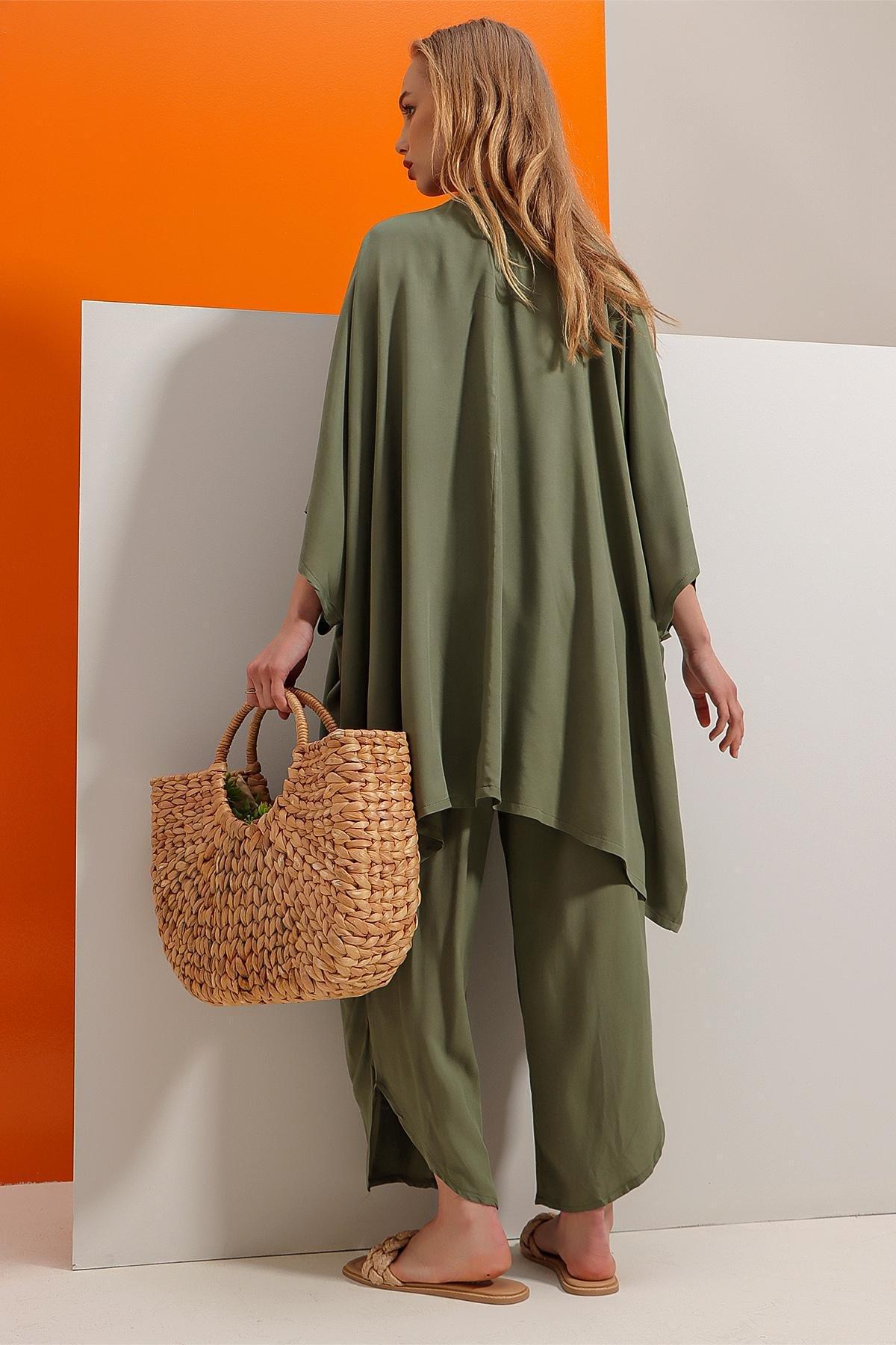 Alacati - Khaki Textured Oversize Co-Ord Set