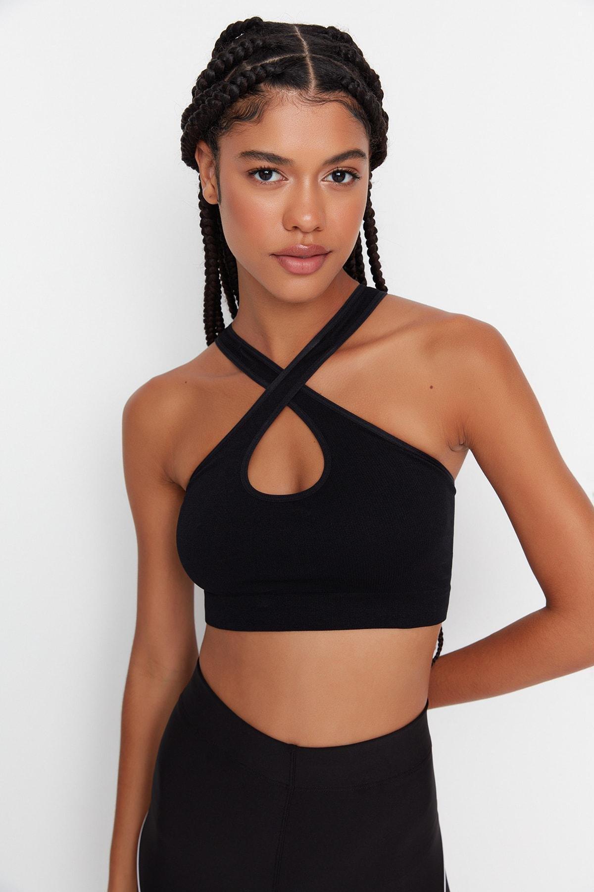 Trendyol - Black Asymmetrical Collar Sports Bra