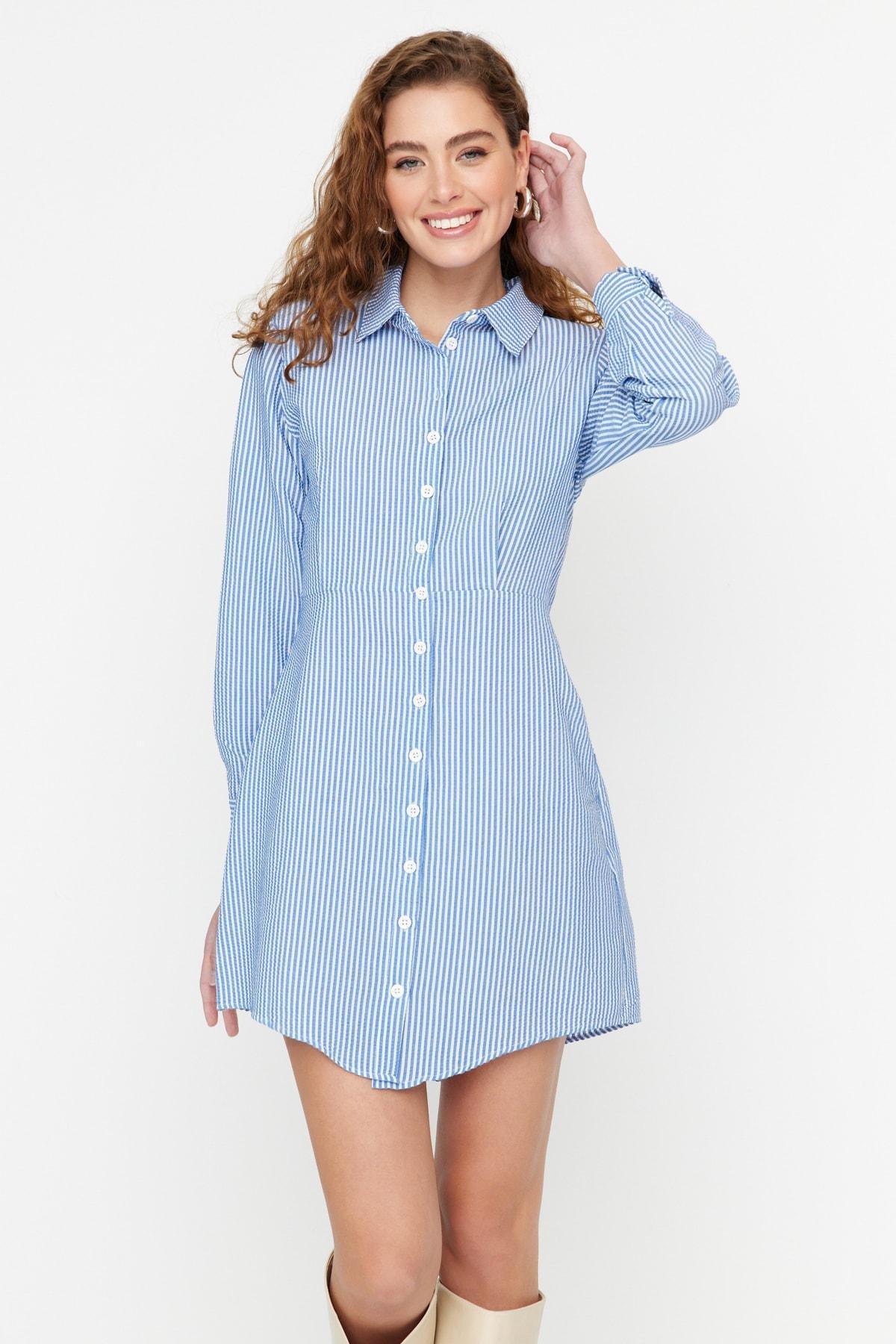 Navy Shirt Mini Dress, , large image number 3