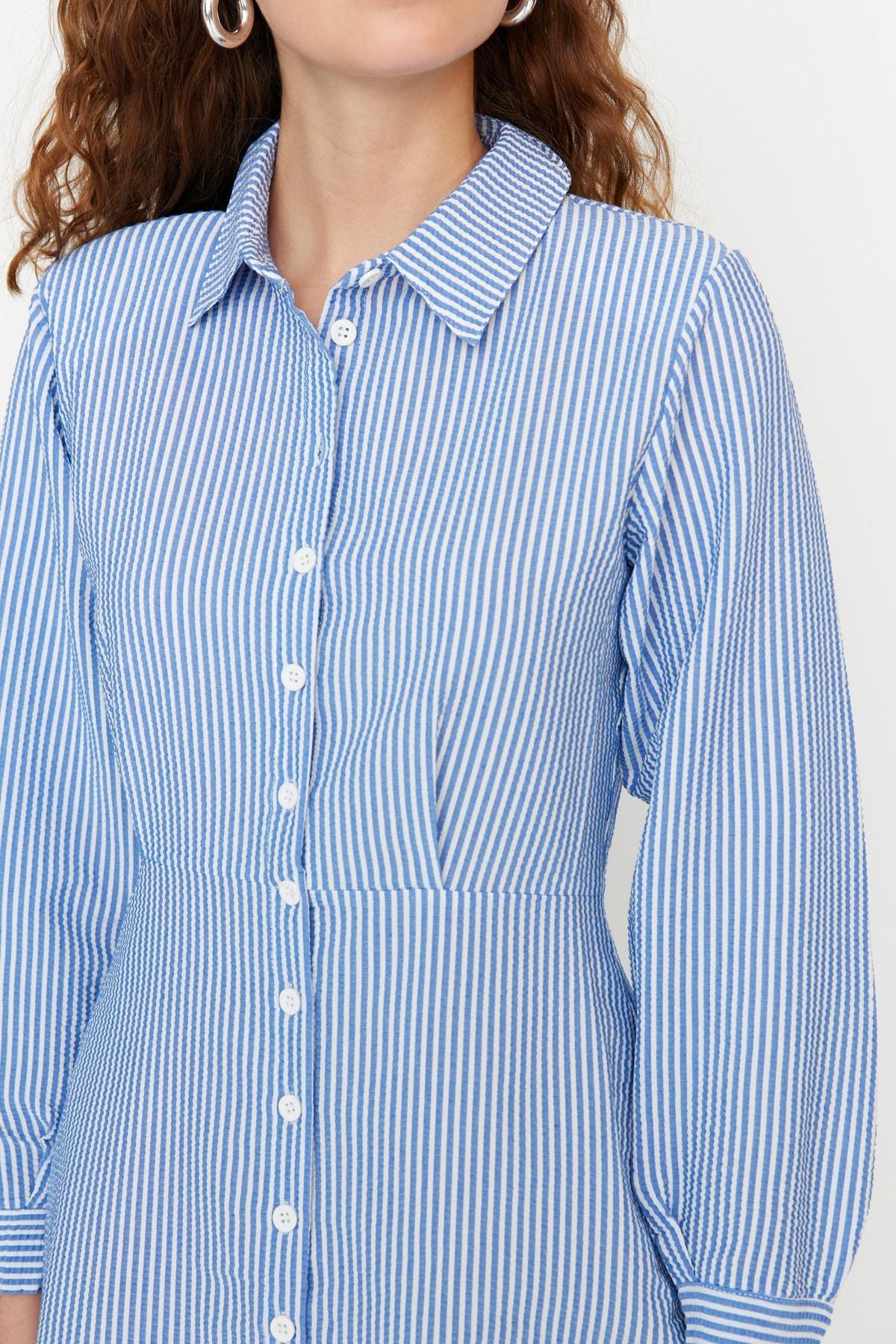Navy Shirt Mini Dress, , large image number 4