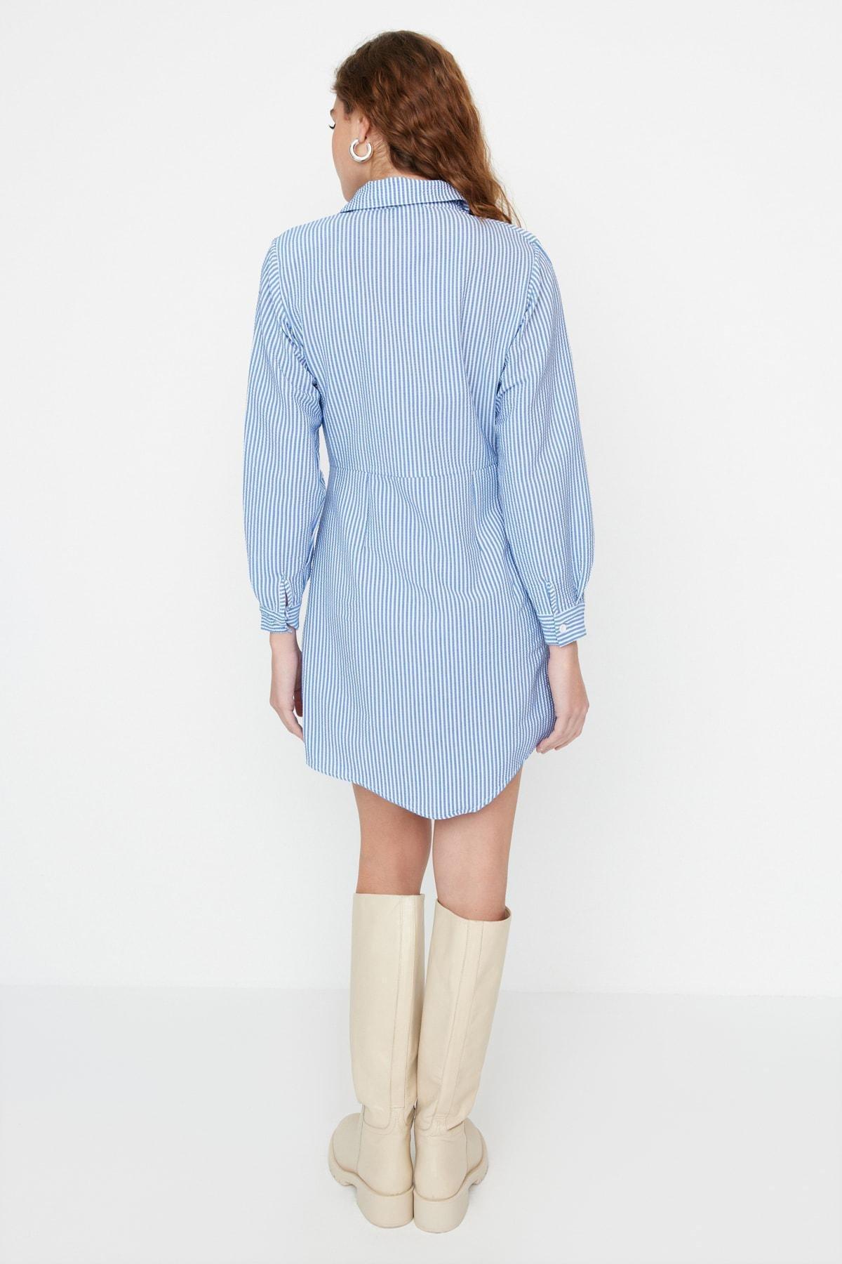 Navy Shirt Mini Dress, , large image number 5