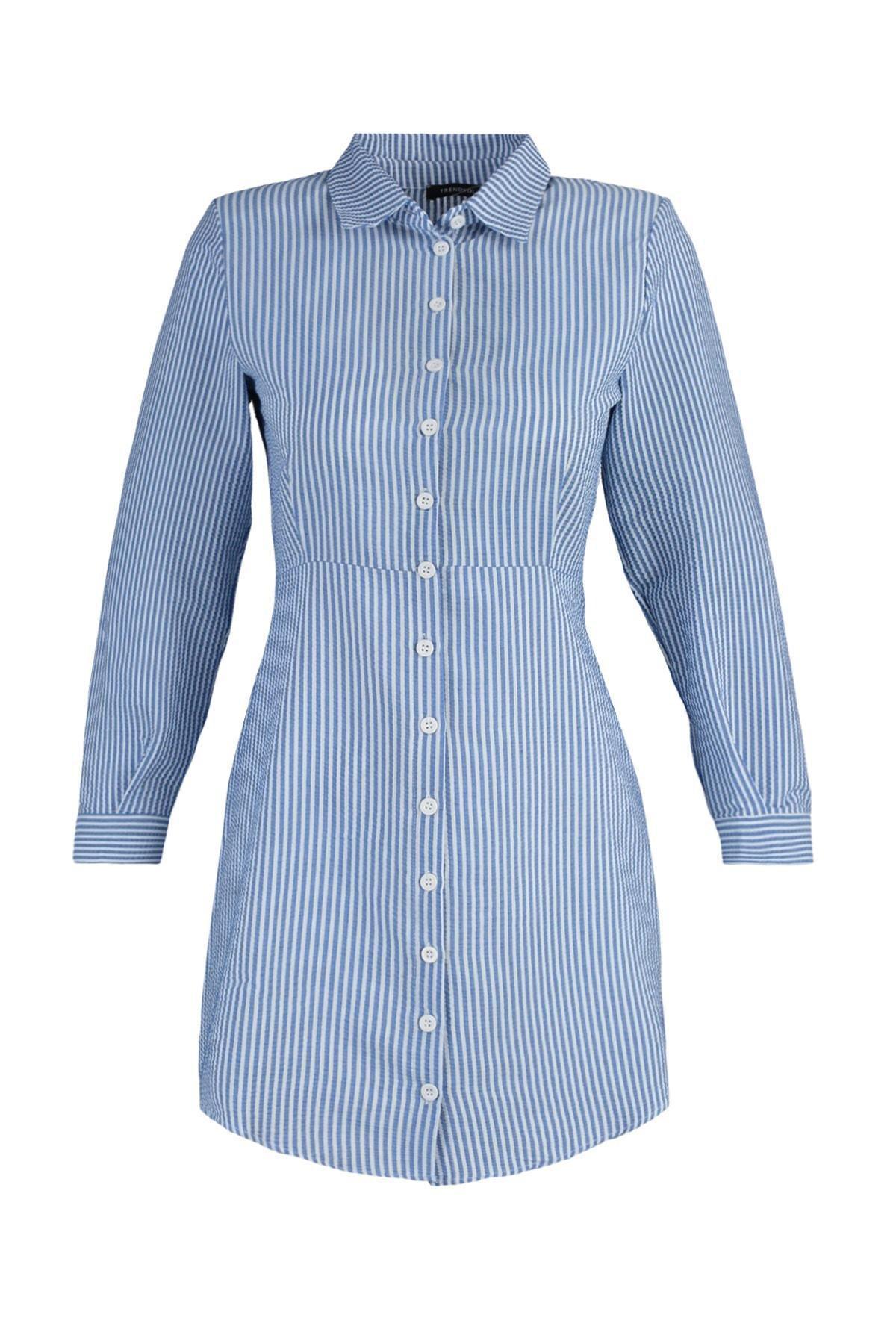 Navy Shirt Mini Dress, , large image number 6
