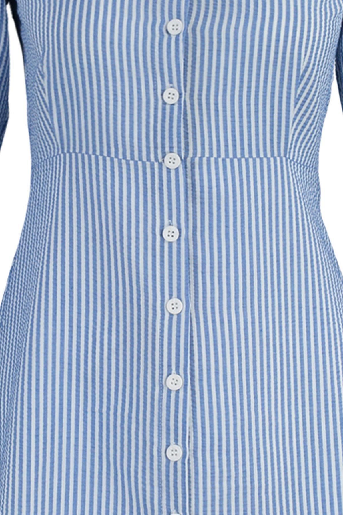 Navy Shirt Mini Dress, , large image number 7