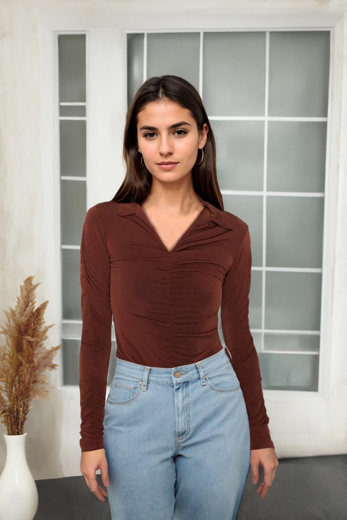 Trendyol - Brown Slim Top