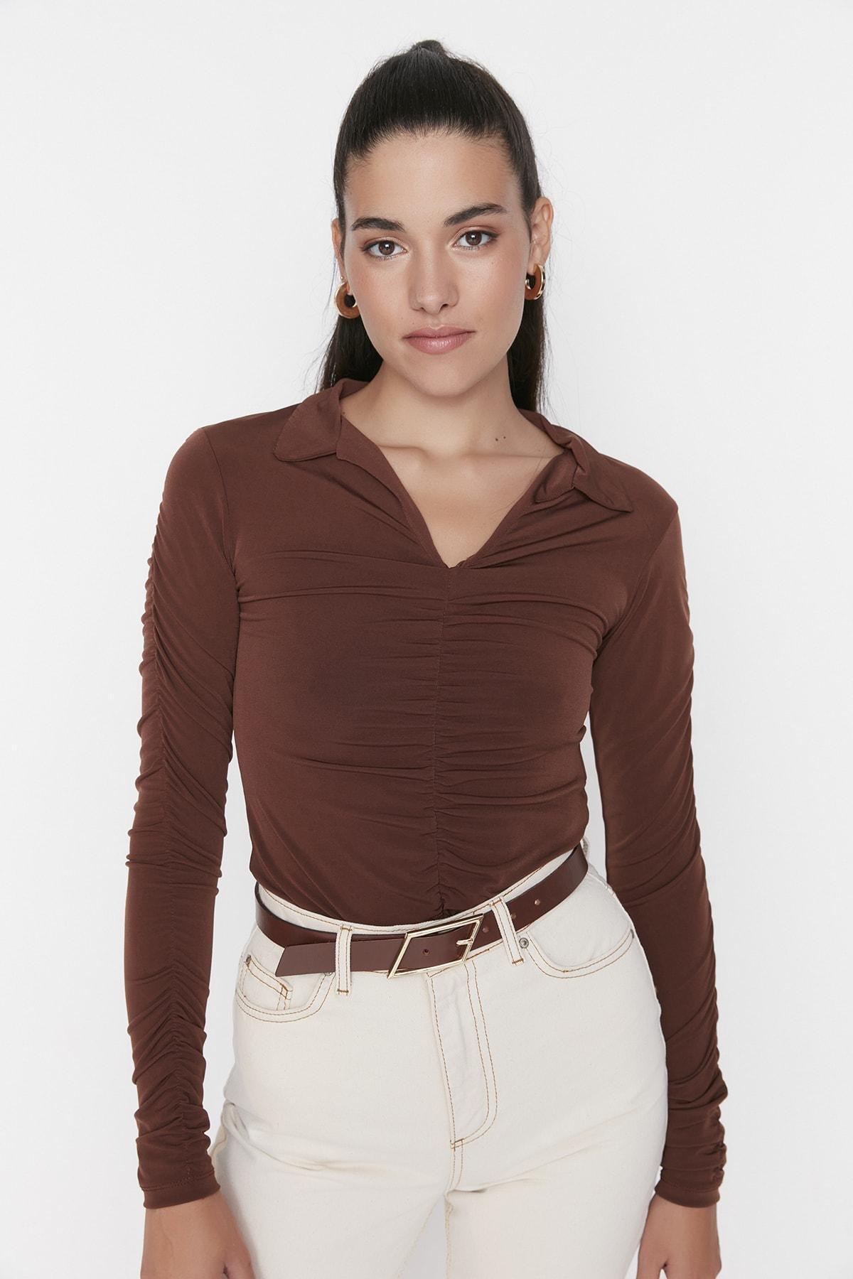 Trendyol - Brown Slim Top