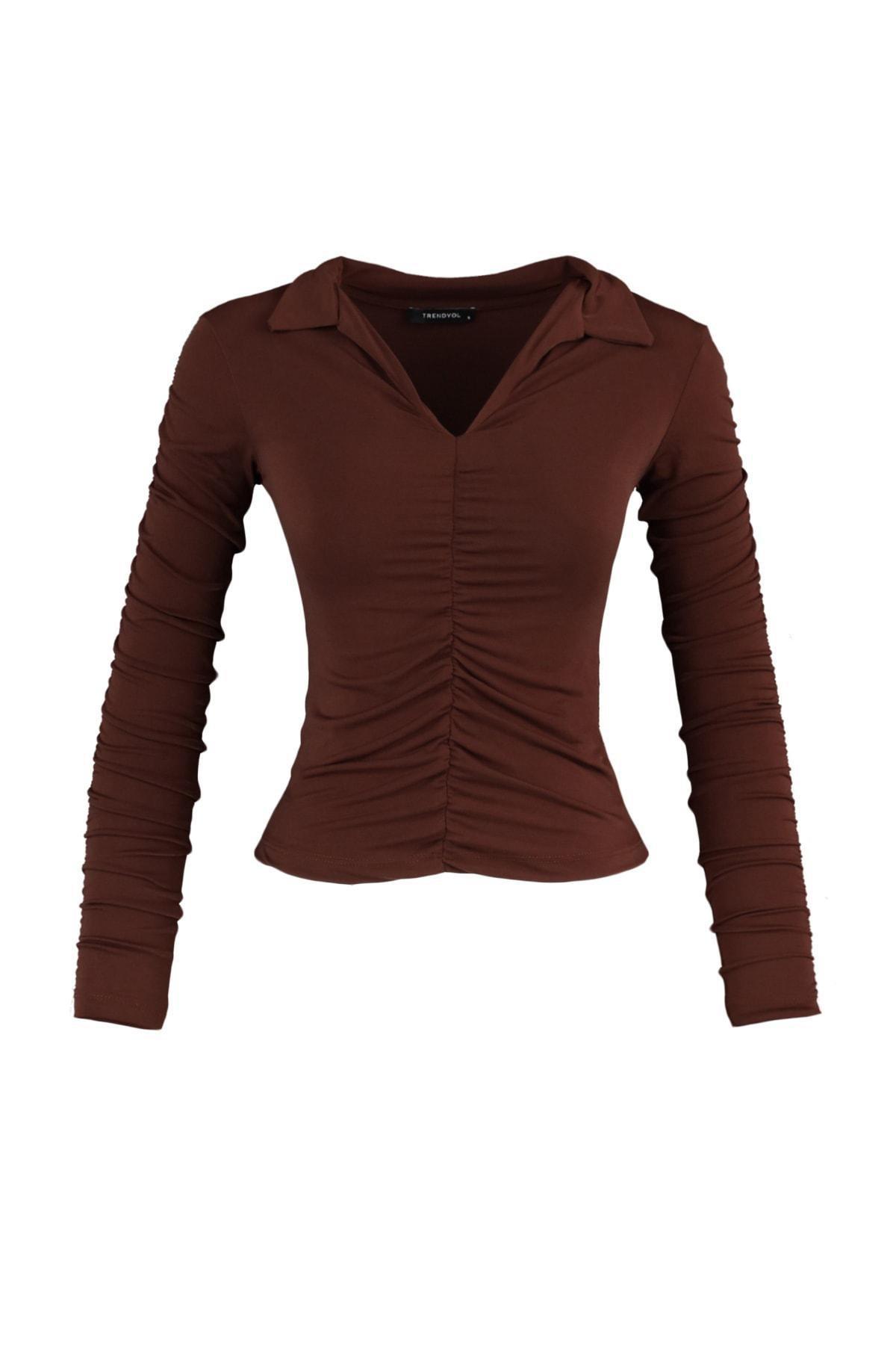 Trendyol - Brown Slim Top