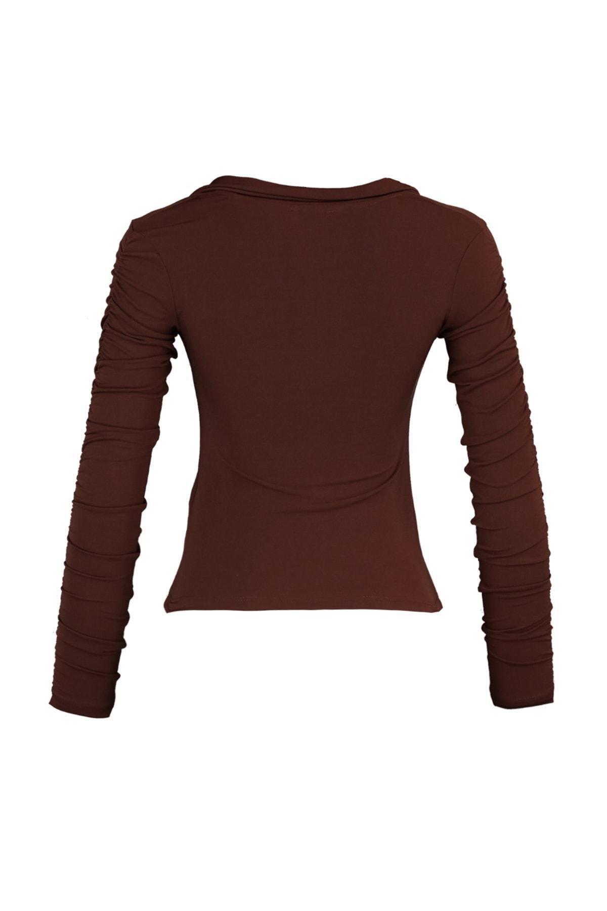 Trendyol - Brown Slim Top