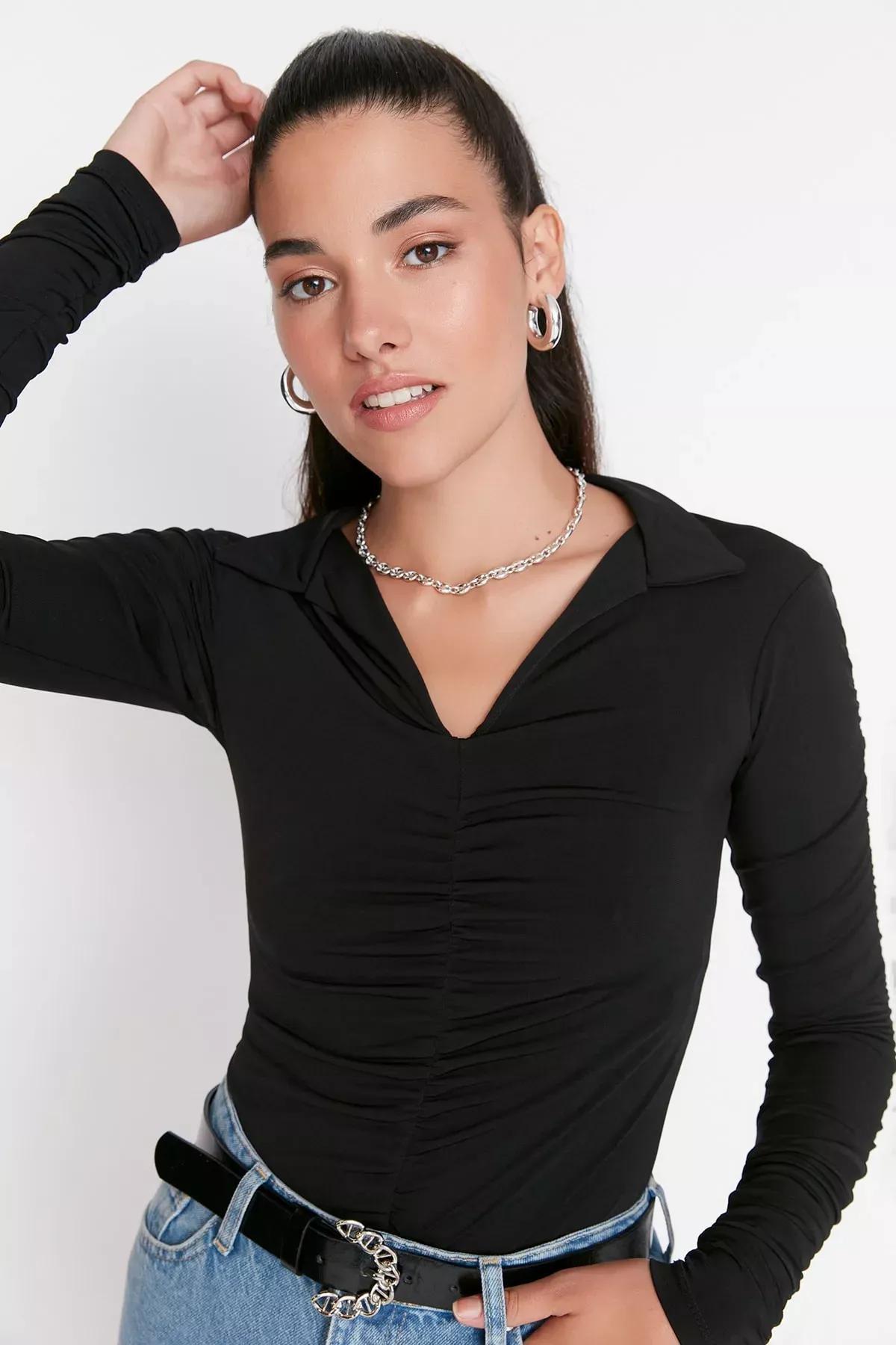 Black Fitted Top, Black, large image number 0