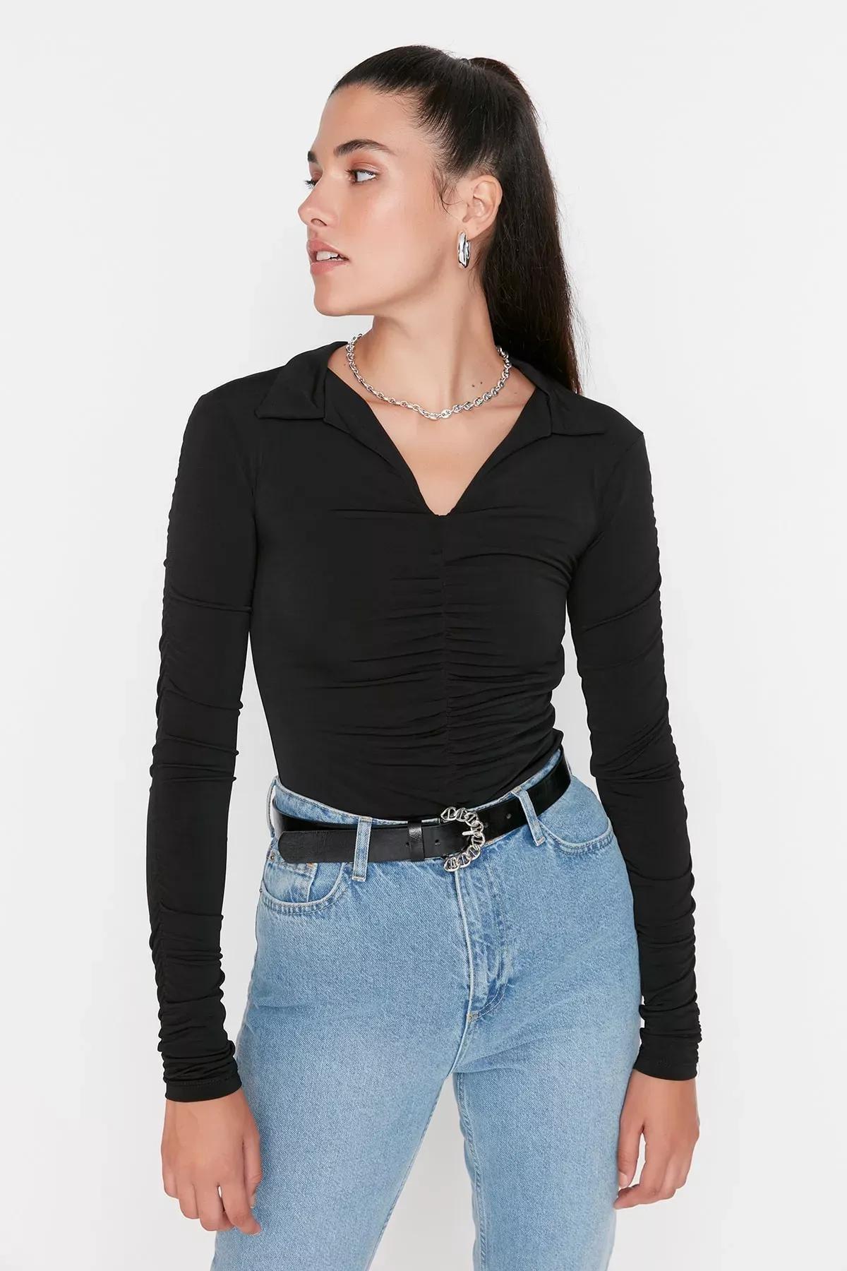 Black Fitted Top, Black, large image number 1