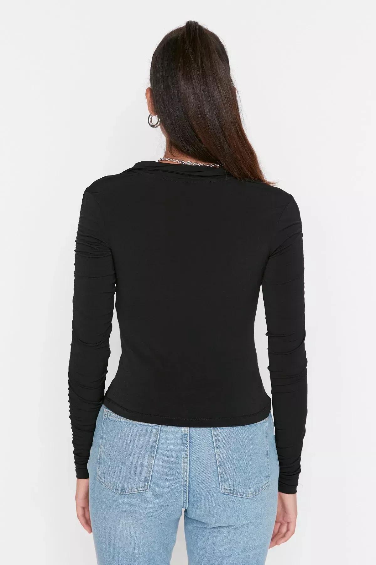Black Fitted Top, Black, large image number 4