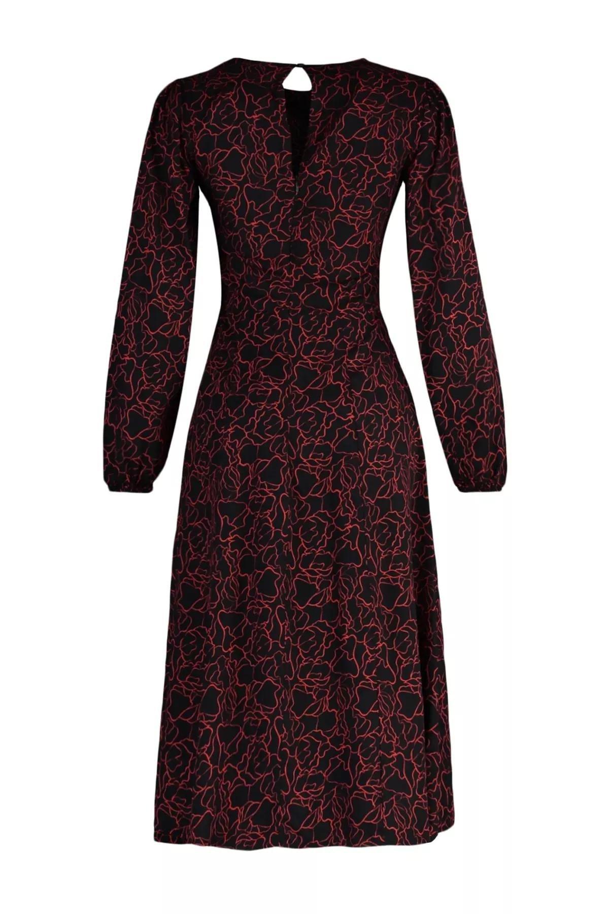 Black A-Line Midi Dress, Black, large image number 6