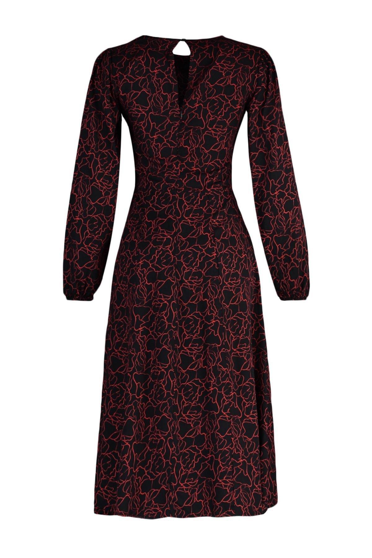 Black A-Line Midi Dress, Black, large image number 7