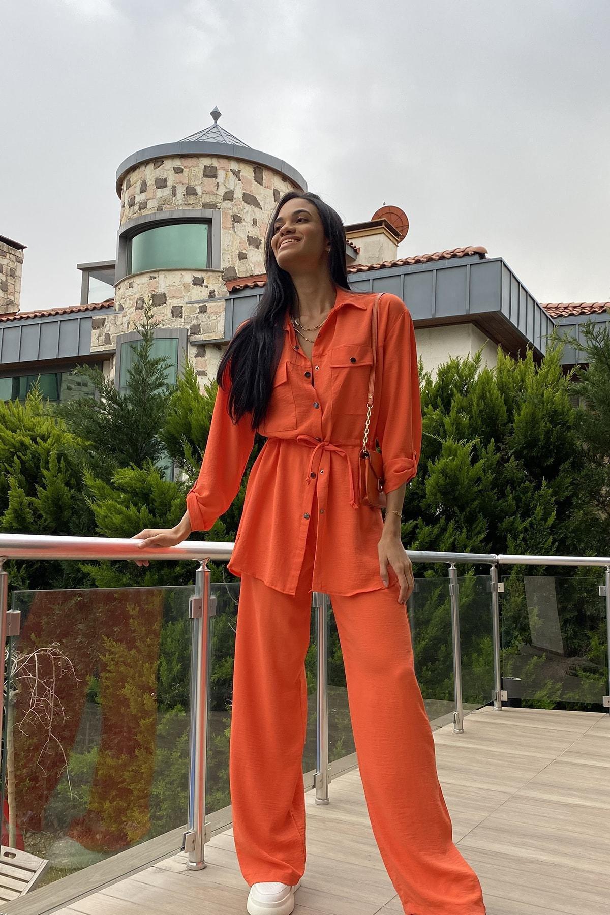 Orange Double Pocket Safari Co-Ord Set, , large image number 0