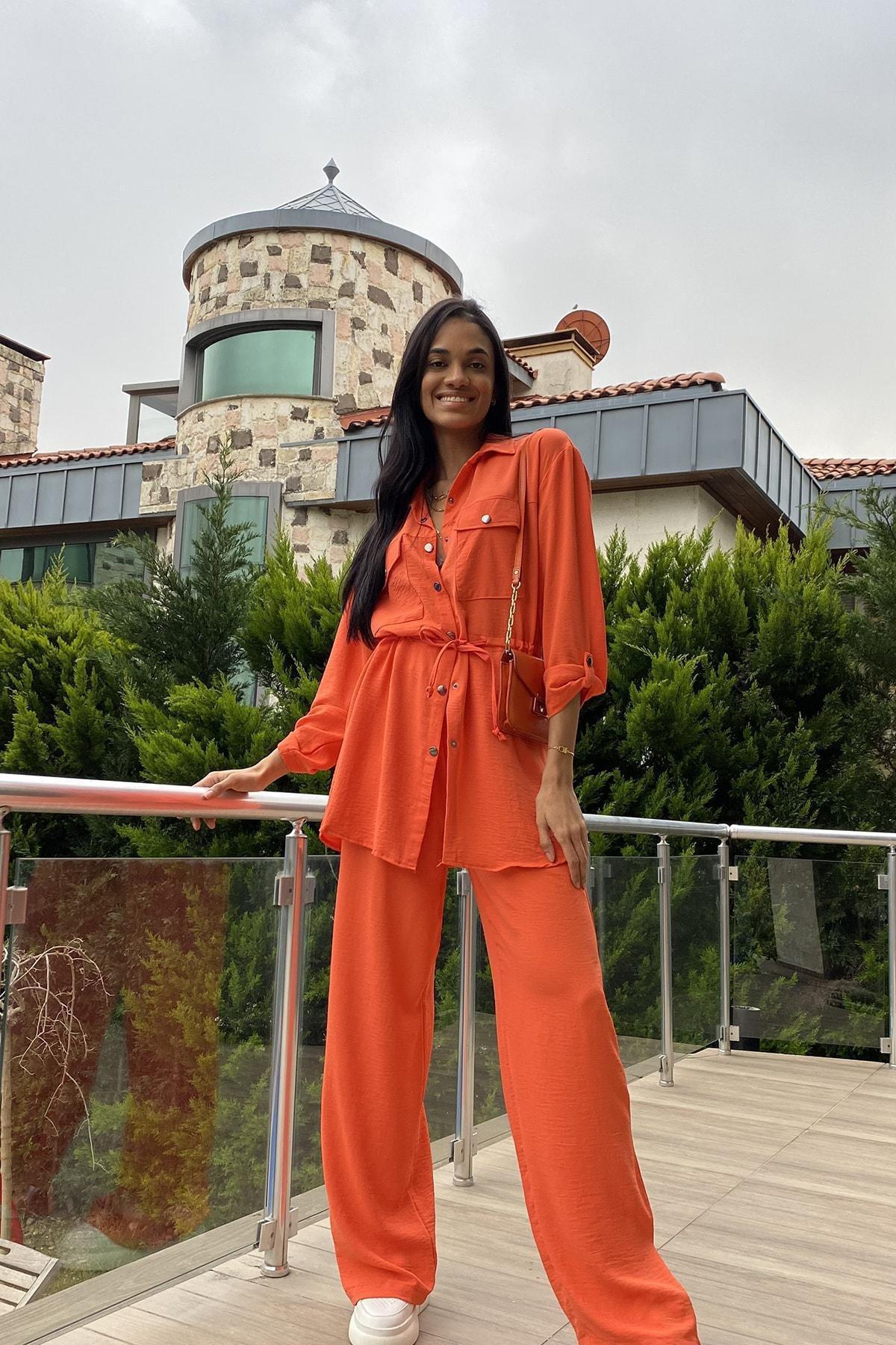 Orange Double Pocket Safari Co-Ord Set, , large image number 1