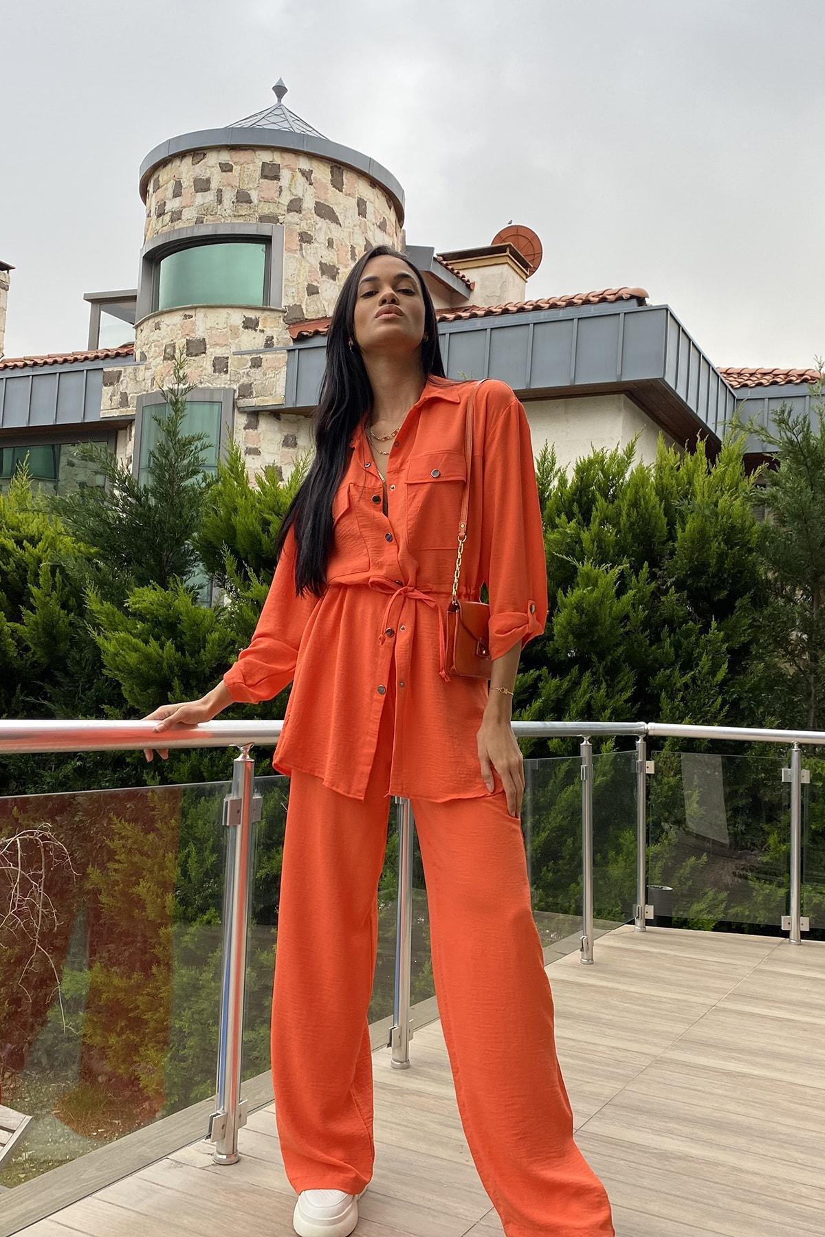 Orange Double Pocket Safari Co-Ord Set, , large image number 2