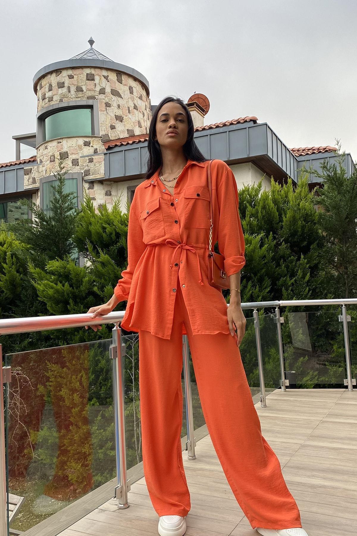 Orange Double Pocket Safari Co-Ord Set, , large image number 3