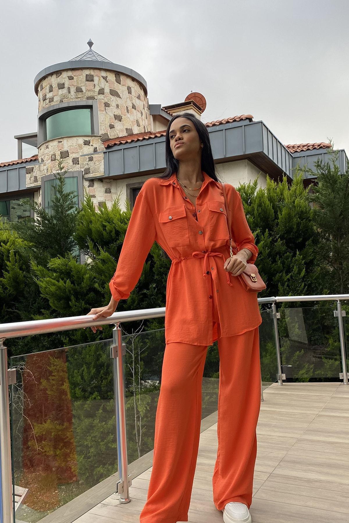 Orange Double Pocket Safari Co-Ord Set, , large image number 4