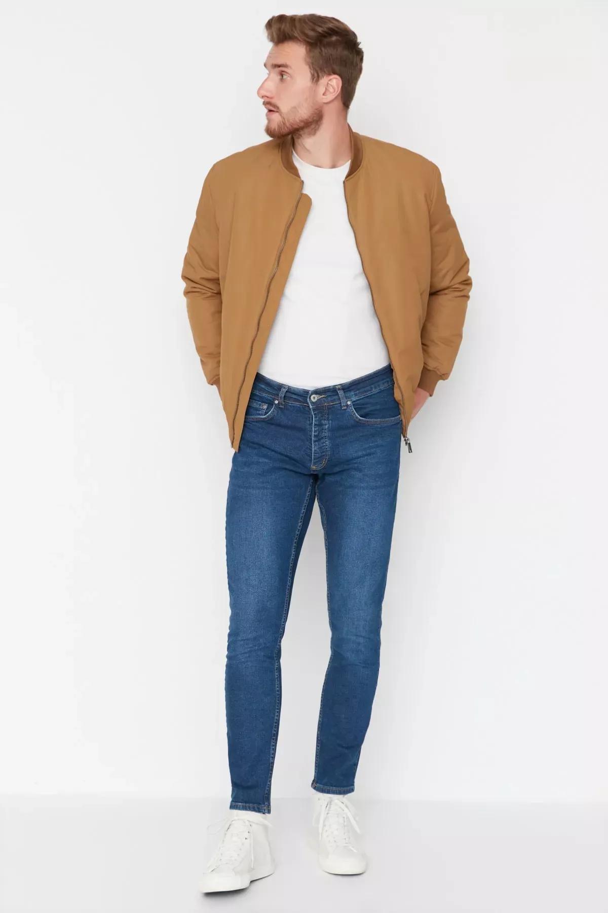 Blue Slim Jeans, Dark blue, medium