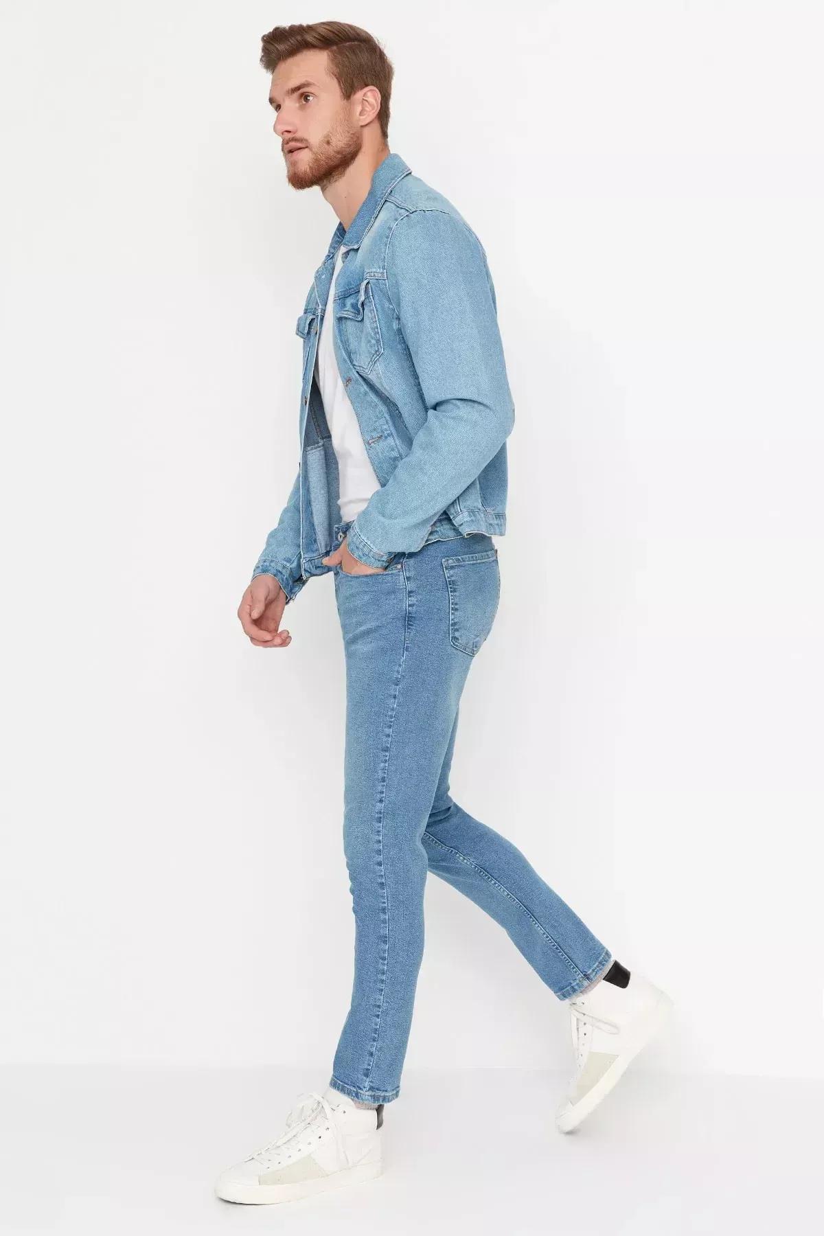 جينز بقصة سليم فت، أزرق, Blue, large image number 4